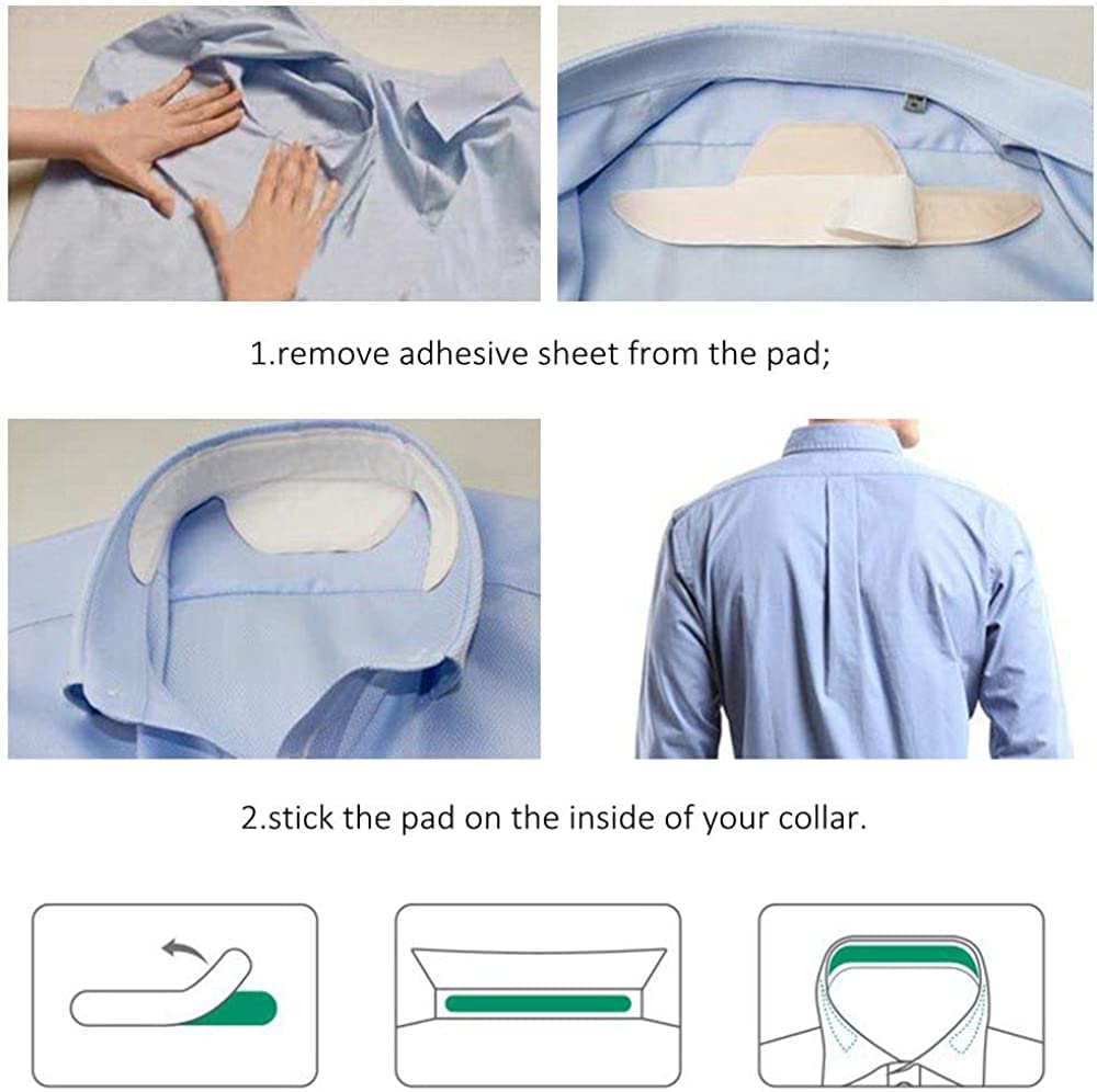 20 PCS Disposable Collar Protector Sweat Pads - Self-Adhesive Neck Sweat Pads for Men & Women | Absorbent Collar Liners to Prevent Sweat & Stains | Perfect for Work, Gym & Daily Wear
