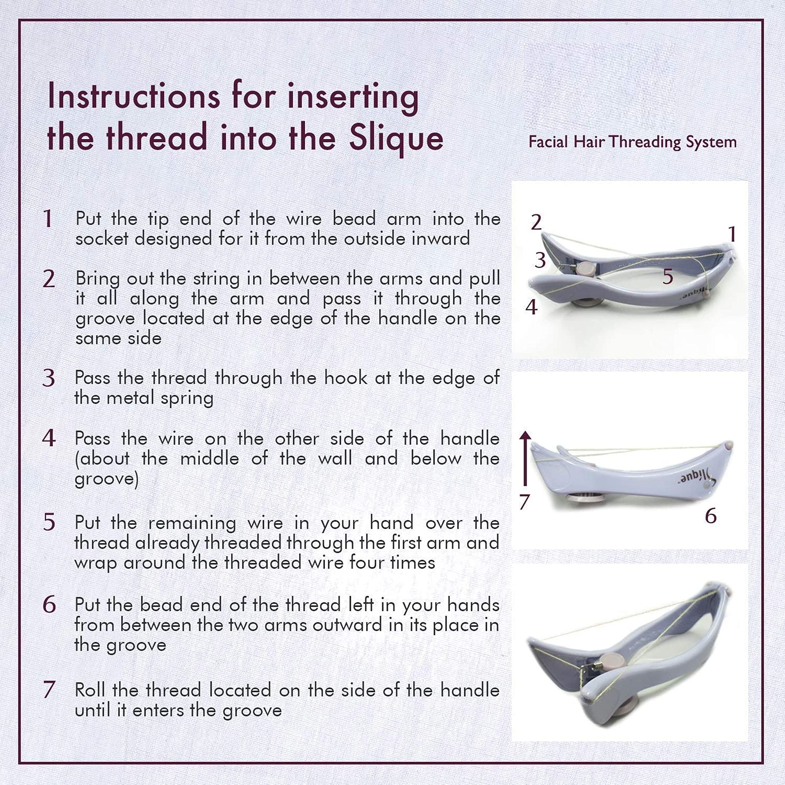 Dealsure Silique Eyebrow Threading Kit - Professional Face & Body Hair Removal System with 6 Extra Threads & Wipes - Unisex At-Home Salon Tool for Eyebrow Shaping, Upper Lip, Chin & Bikini Line Hair Removal