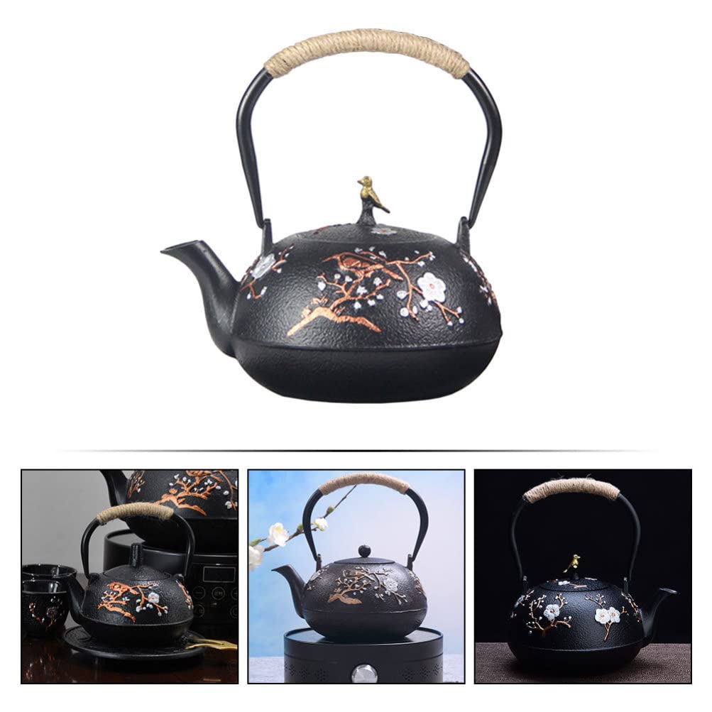 Premium Hemoton Enamel Iron Teapot - Stovetop Whistling Kettle for Tea & Water Boiling - Durable Kitchen & Household Teakettle for Gas, Electric & Induction Cooktops - Perfect for Home, Office & Outdoor Tea Brewing