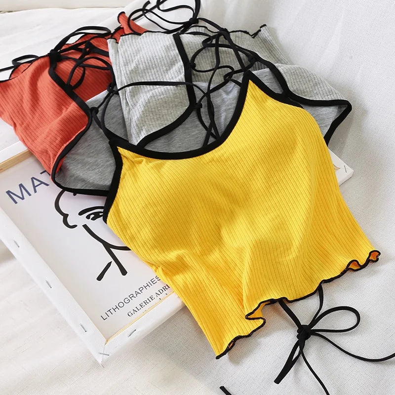 2023 Summer Slim Fit Open Back Sexy Crop Top for Women - Comfortable Strap Design & Solid Color Camisole - Perfect for Beach, Party & Casual Outfits