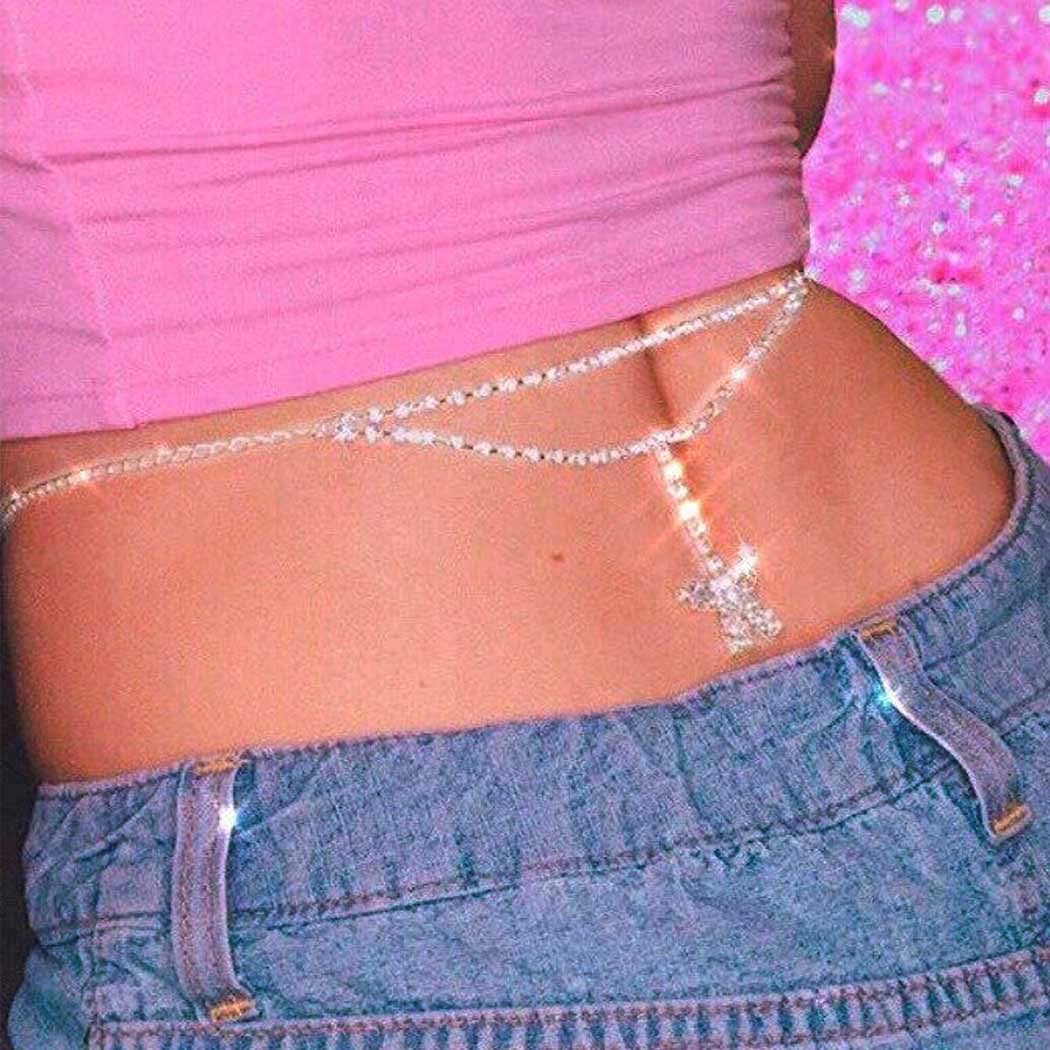 **Elegant Silver Rhinestone Butterfly Belly Chain for Women - Crystal Waist Chain Body Jewelry - Perfect for Rave, Club, Beach & Festival Outfits**
