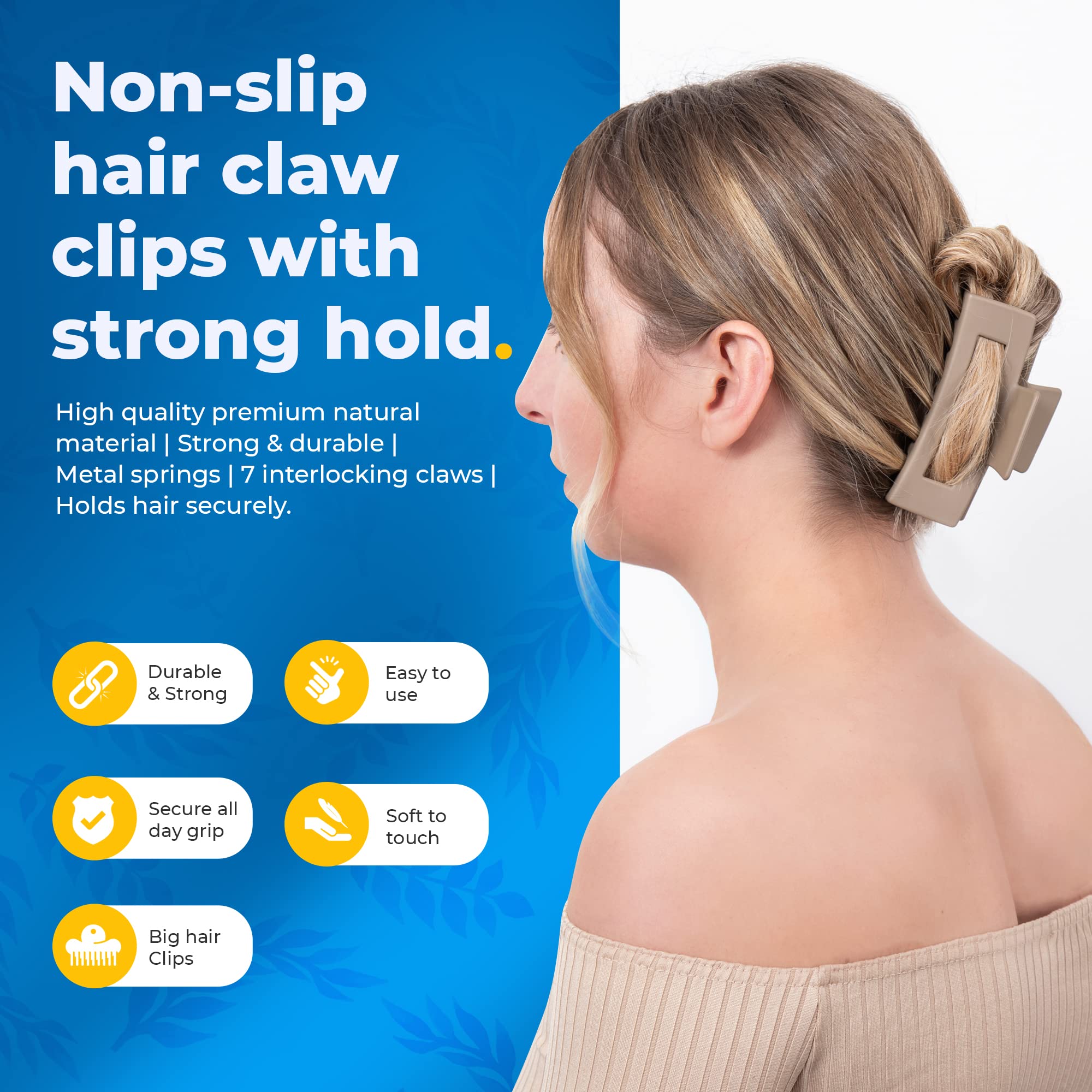 HOYDEPUNKT Hair Clips for Women - 2PCS Non-Slip Claw Clips with Strong Hold for Thick Hair, Butterfly Banana Hair Clips for Girls & Women, Perfect for Ponytails, Buns & Updos (Camo, Taupe)