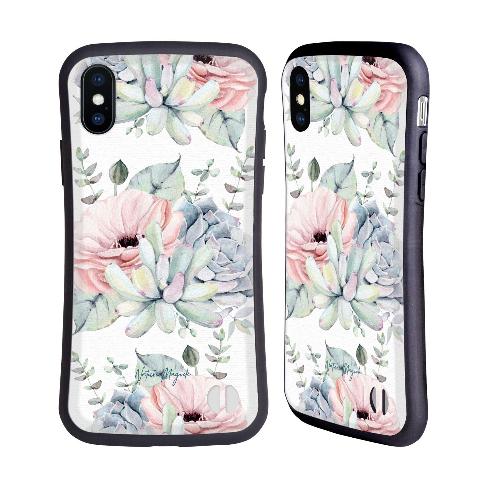 Officially Licensed Nature Magick Pastel Floral Rose Pink Succulent iPhone X/Xs Case - Cute Botanical Design for Women Girls, Perfect Gift for Nature Lovers (Compatible with Apple iPhone X & iPhone Xs) | Great for Everyday Use, Travel & Photo Shoots
