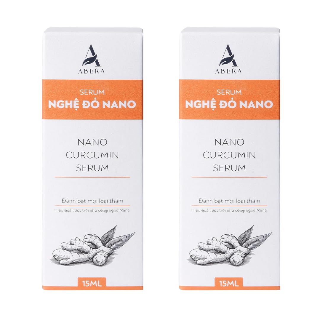 ABERA Nano Turmeric Vitamin C Serum for Face - Brighten Skin, Reduce Dark Spots & Acne Scars, Anti-Aging Skin Care Treatment (0.51 Fl Oz, Pack of 2) | Perfect for Daily Skincare Routine & Nighttime Repair