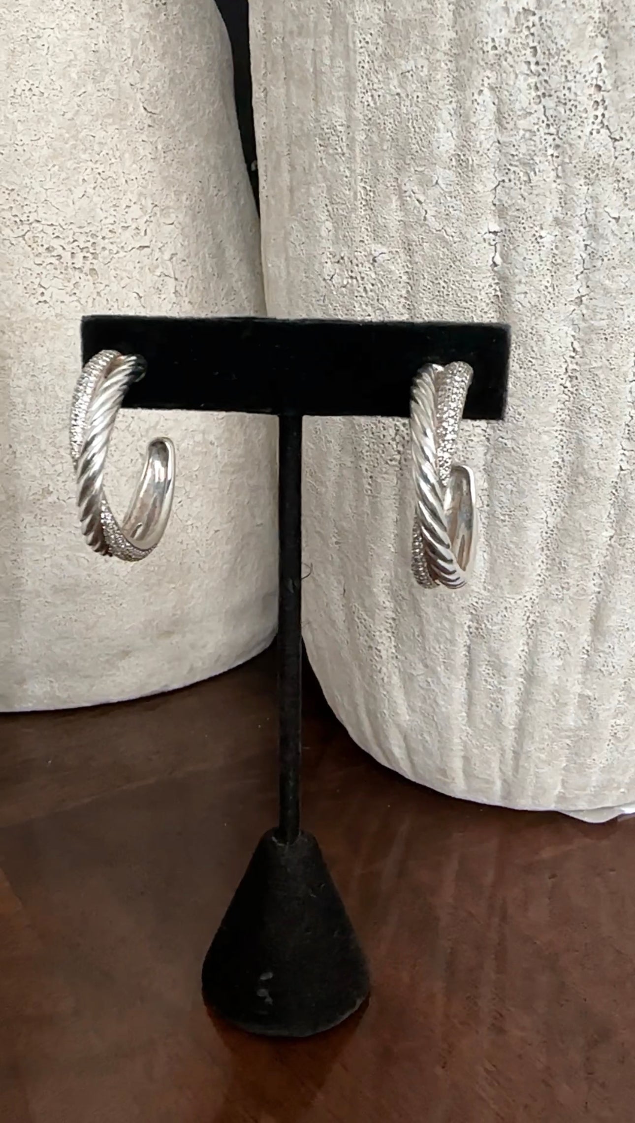 David Yurman Sterling Silver & Diamond Crossover Hoop Earrings for Women | Elegant Luxury Jewelry Gift for Anniversary, Birthday & Special Occasions | Perfect for Parties, Weddings & Evening Events