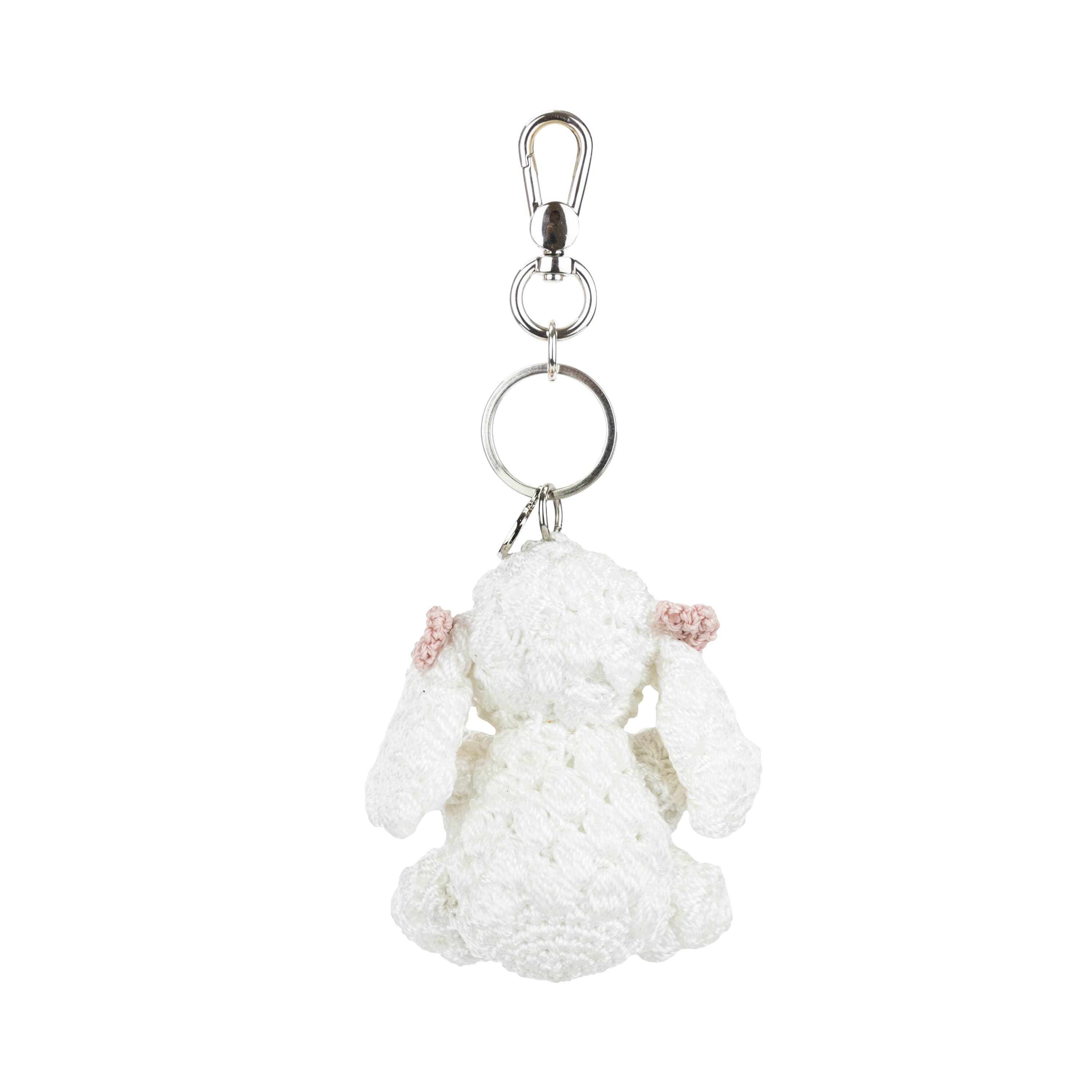 Yarnicharmz Handmade Crochet White Poodle Dangle Charm - Perfect for Keychains, Bags & DIY Jewelry Making