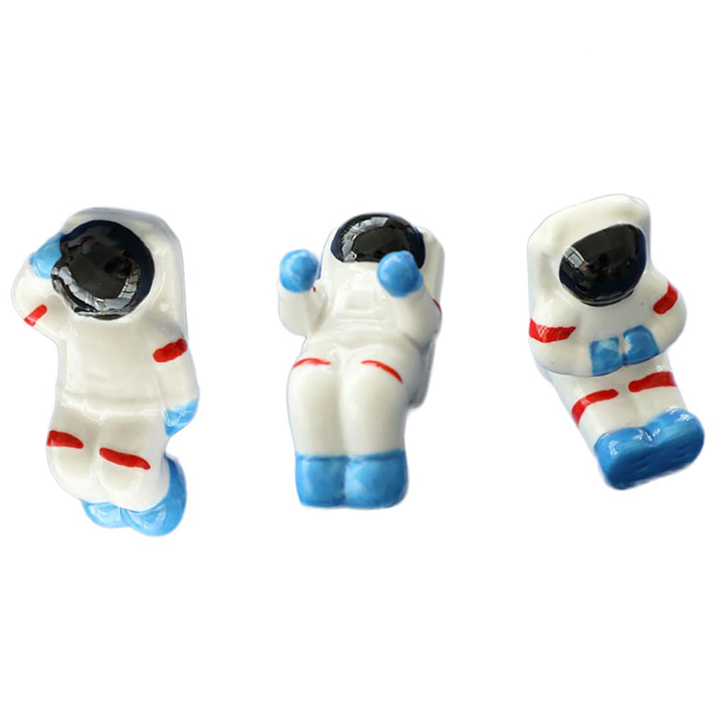 PRETYZOOM 3-Piece Ceramic Chopstick Holder Set - Spaceman Design Chopstick Rest Stand for Dining Table, Sushi, Asian Cuisine & Cake Decorating - Stylish Kitchen & Tableware Accessories