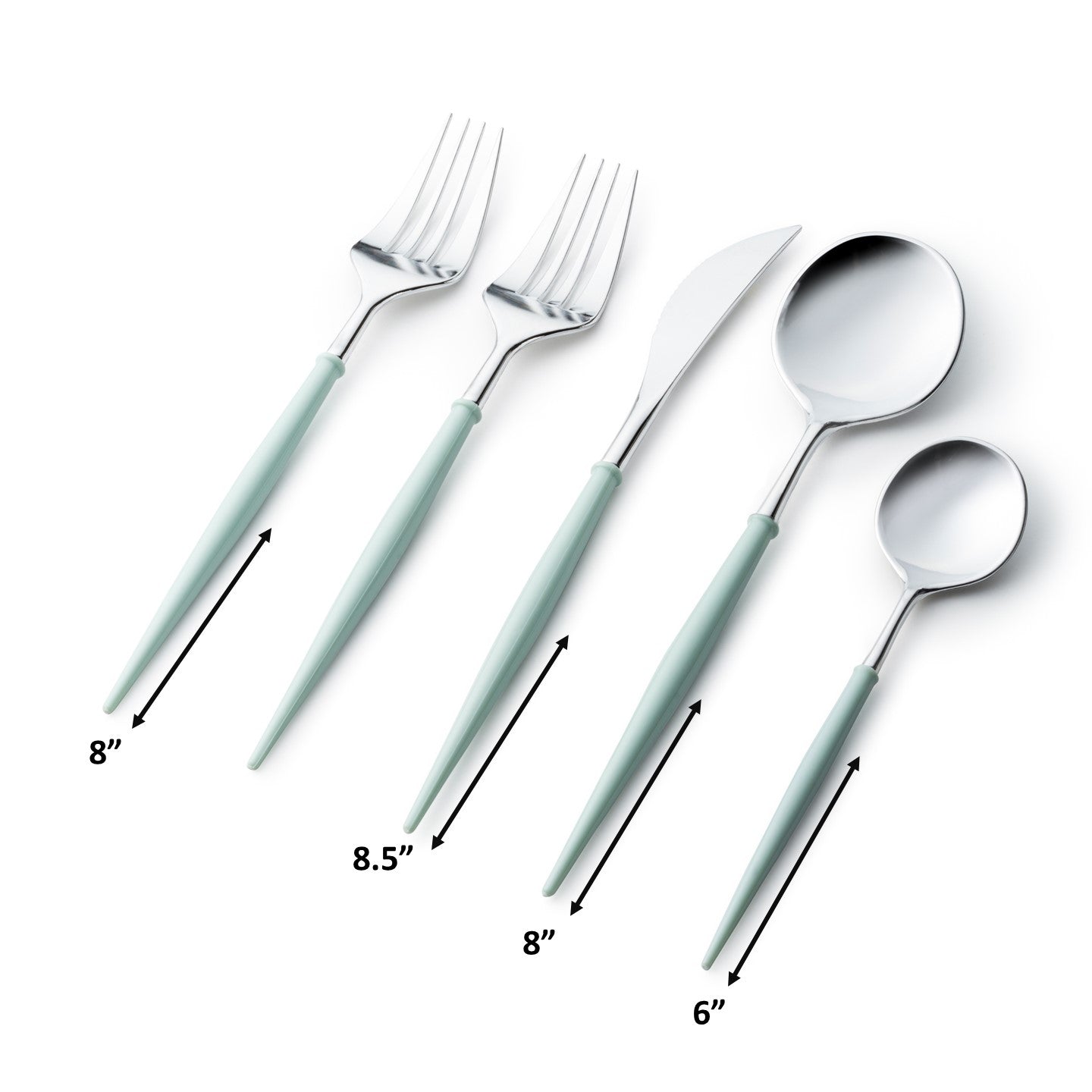 Noble Collection Silver and Turquoise Flatware Set - 40-Piece 8-Person Stainless Steel Cutlery Set for Elegant Dining, Wedding Gifts & Special Occasions