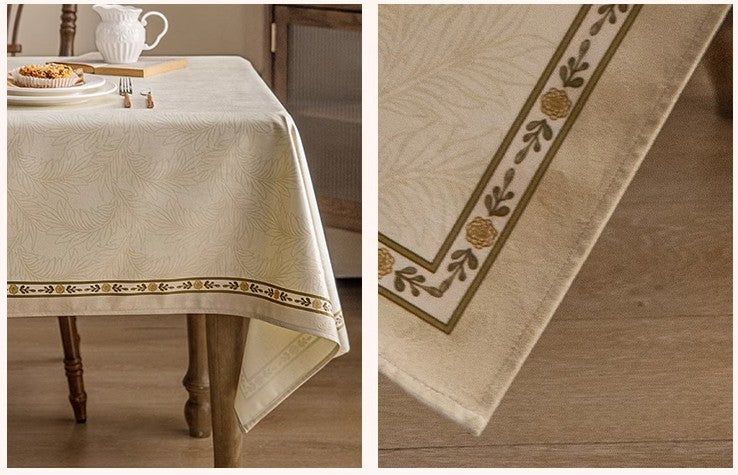 Elegant Cream French Style Tablecloth - Modern Rectangle Dining Table Cover for Oval & Rectangle Tables - Perfect for Dinner Parties, Weddings & Home Decor
