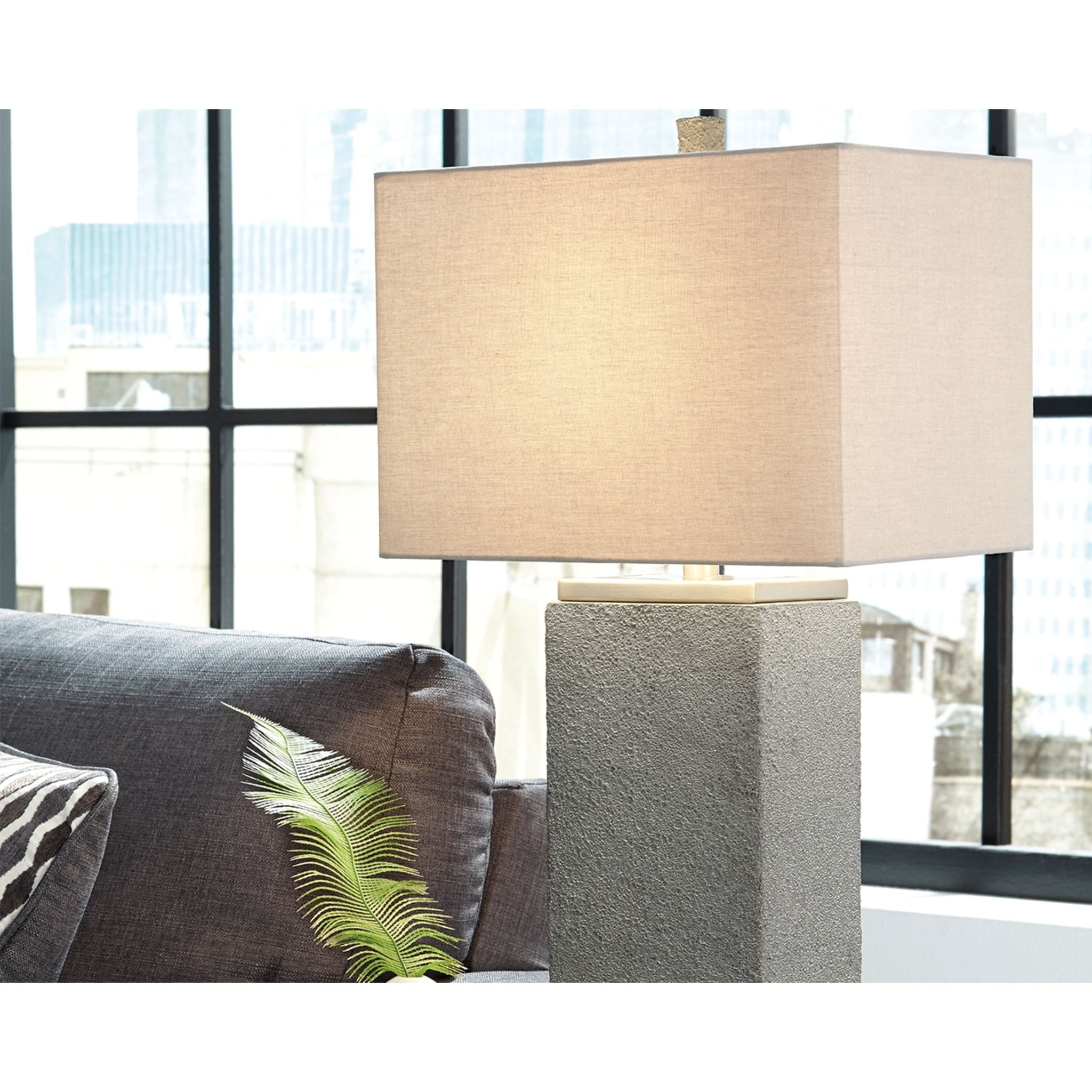 Amergin Table Lamp Pair - Set of 2 Modern Gray Bedside Lamps, 28