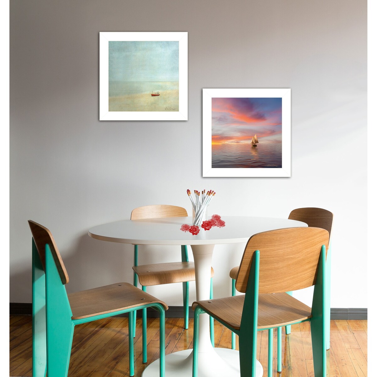 Stunning Seascapes Wall Art - 2 Piece Vignette Set by Michael Petrizzo in White Frame | Coastal Decor for Living Room, Bedroom & Office