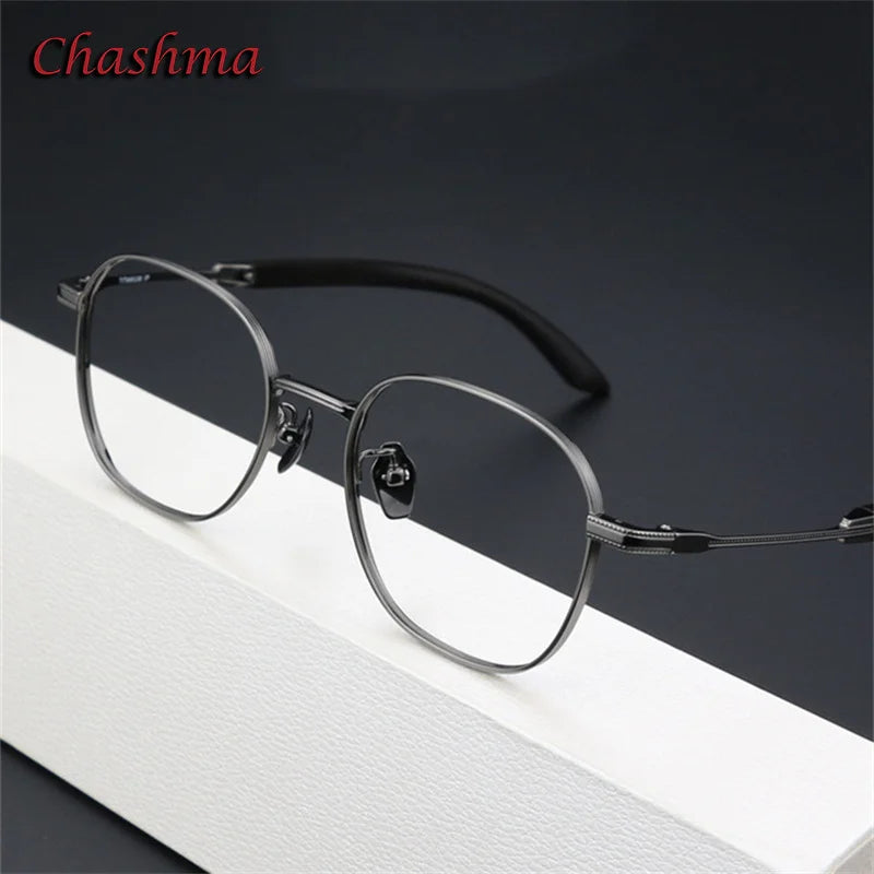 Premium Men's Full Rim Square Titanium Eyeglasses with Rosewood Accents - Stylish & Durable Frame for Work, Reading & Everyday Wear (Model 2330)
