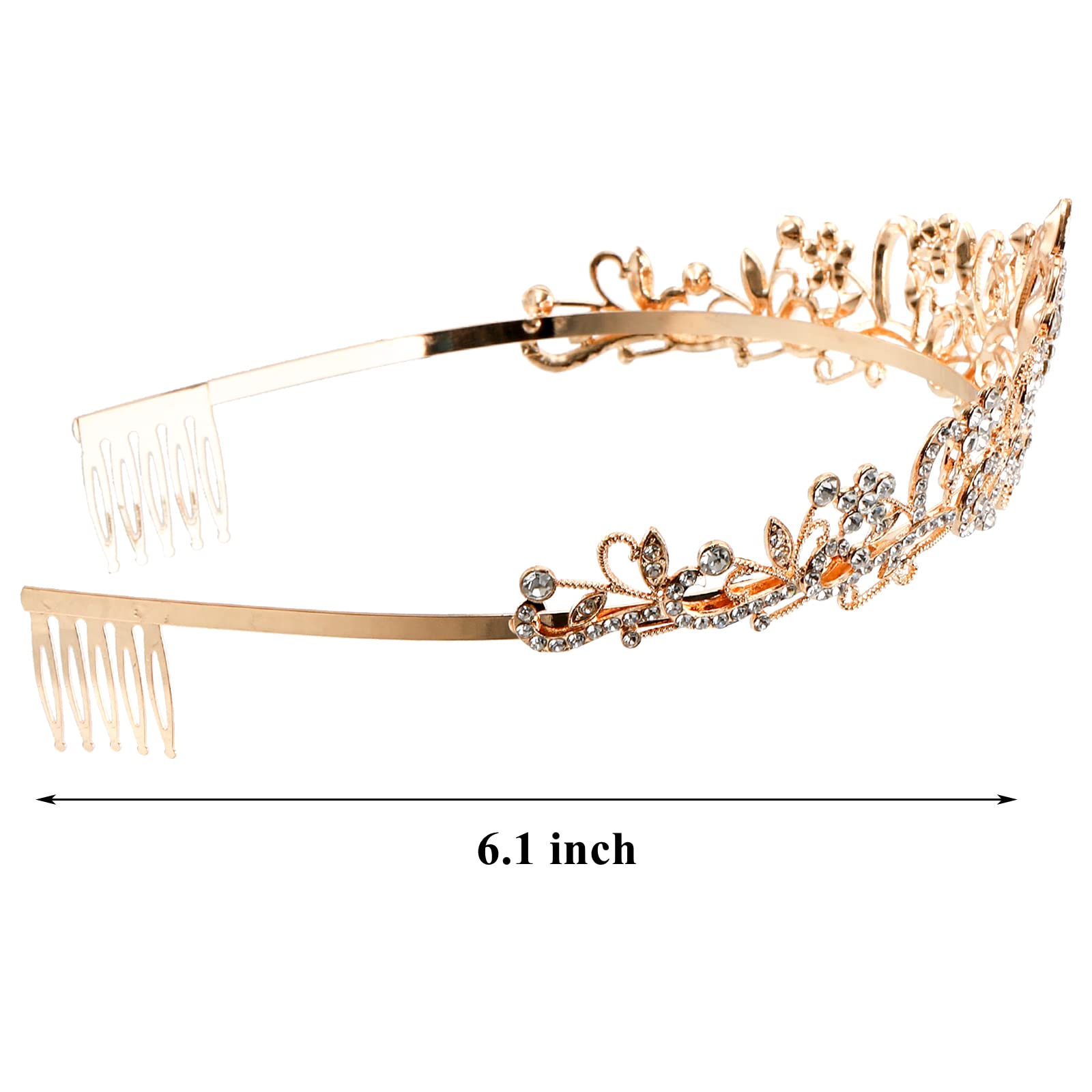 YOPAY 3-Piece Crystal Tiara Crown Set - Gold Queen Bridal Crown for Women & Girls, Princess Headband with Comb - Perfect for Birthday, Wedding, Prom, Pageant, Christmas & Halloween Parties | Cake Topper & Photo Prop for Special Occasions