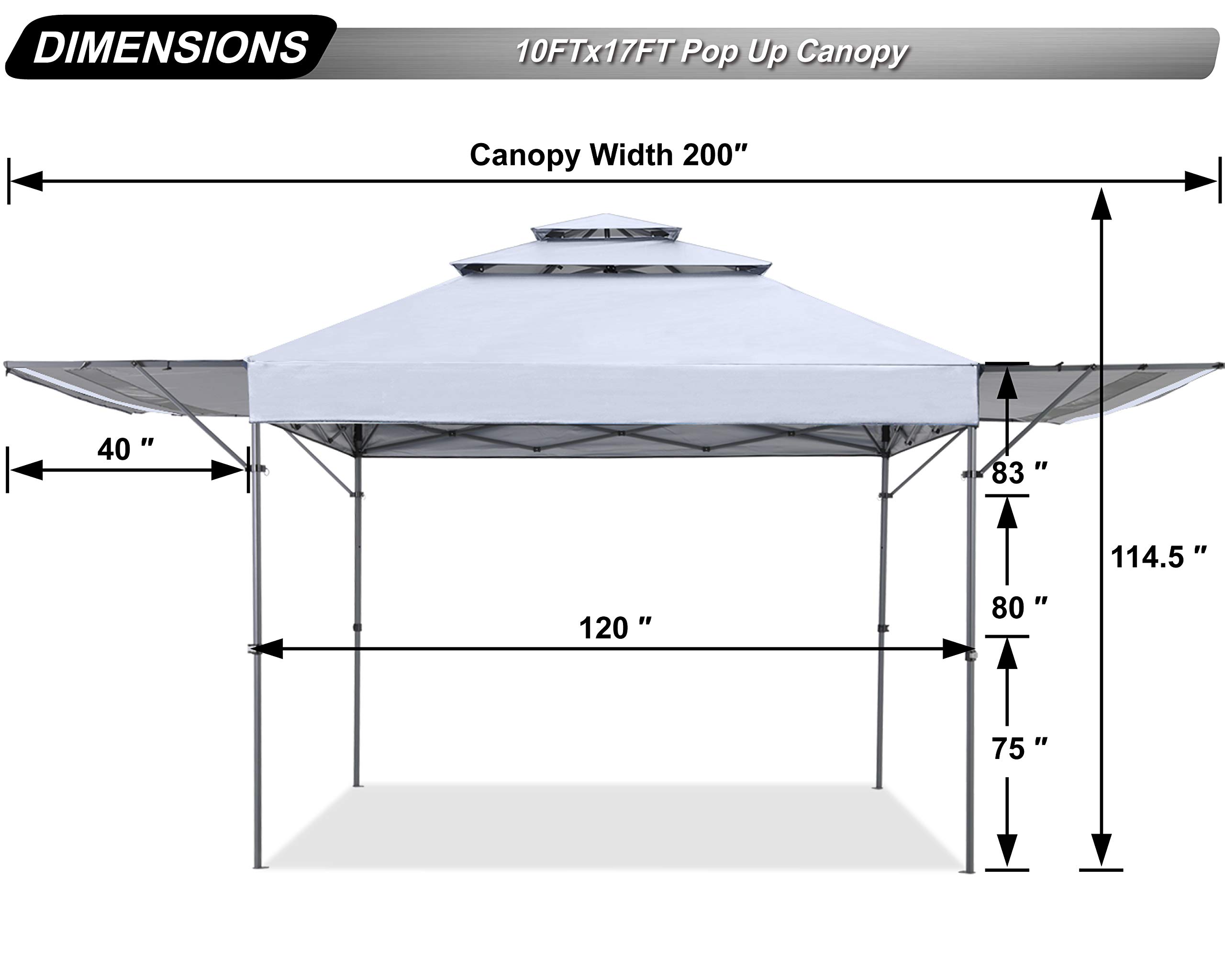 ABCCANOPY 10x10 Pop Up Gazebo Canopy - 3-Tier Instant Shelter with Adjustable Dual Half Awnings, White - Perfect for Backyard, Patio, Camping & Outdoor Events