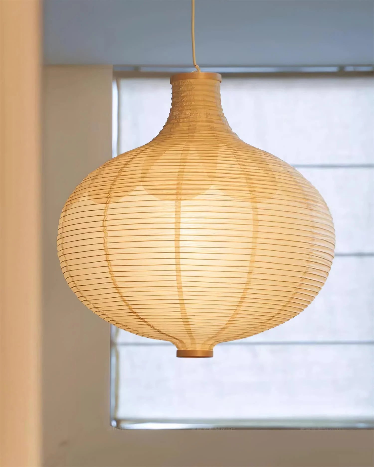 Handmade Washi Paper Pendant Lamp - Japanese Style Rice Paper Hanging Light for Living Room, Bedroom & Dining Room Decor