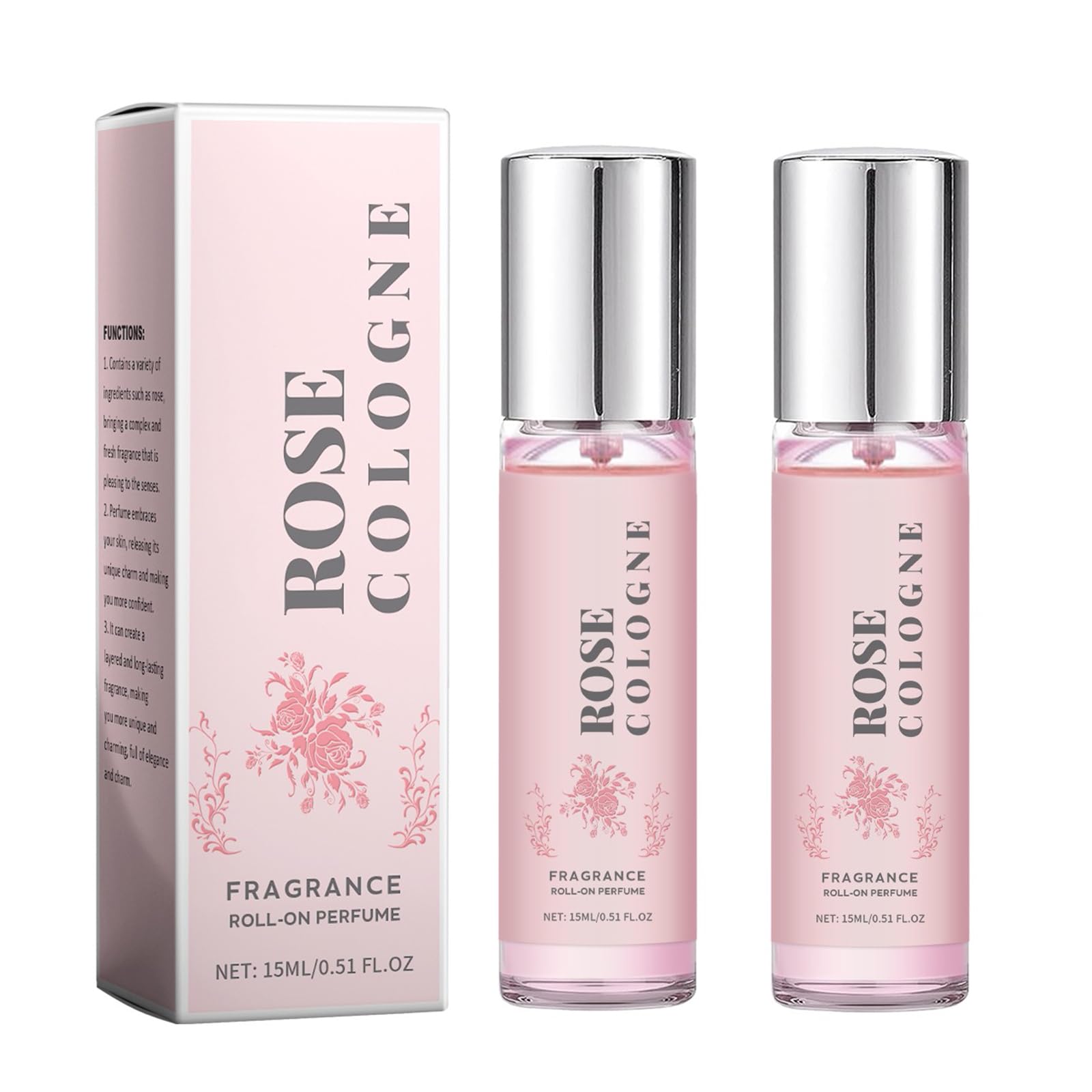 Pure Natural Rose Perfume Oil for Women - Long Lasting Roll On Fragrance, Romantic Floral Scent, Enhanced with Essential Oils (2PC) - Perfect for Date Nights, Weddings & Special Occasions