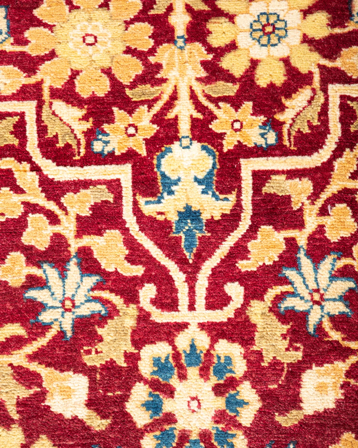 Handmade Traditional Oriental Mogul Red Wool Rug 6x9 ft - One of a Kind Hand Knotted Solo Rugs for Living Room, Bedroom & Home Decor