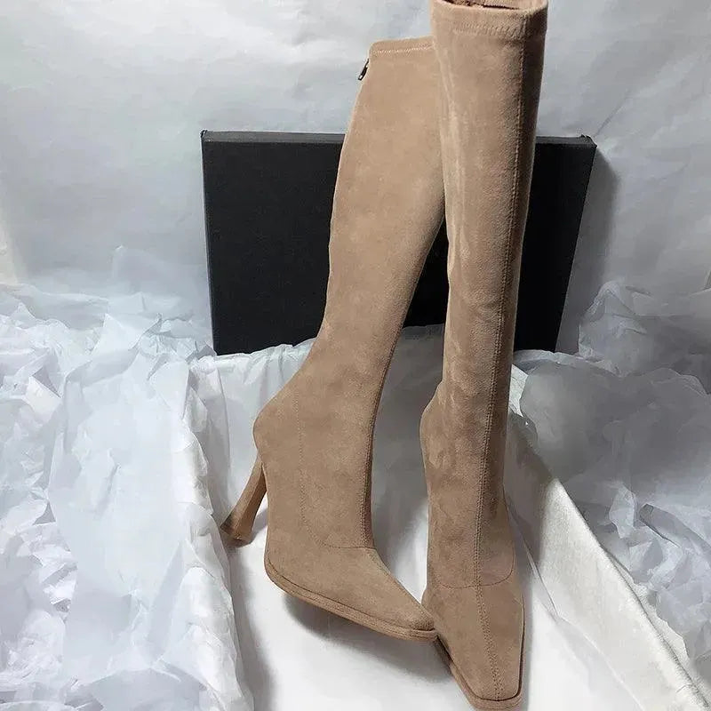 Pointy Toe Thin High Heel Knee High Boots for Women - Stylish & Comfortable for Office, Party & Night Out