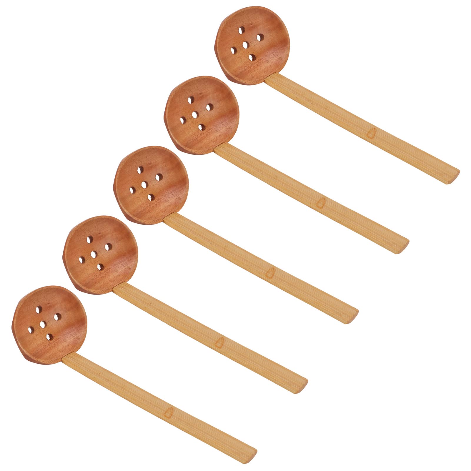 5Pcs Natural Wooden Utensils Set - Hand-Polished Smooth Large Wooden Spoons for Cooking, Baking & Serving | Lightweight & Durable for Restaurants, Home Kitchen & Housewarming Gifts (Eco-Friendly with Decorative Holes)