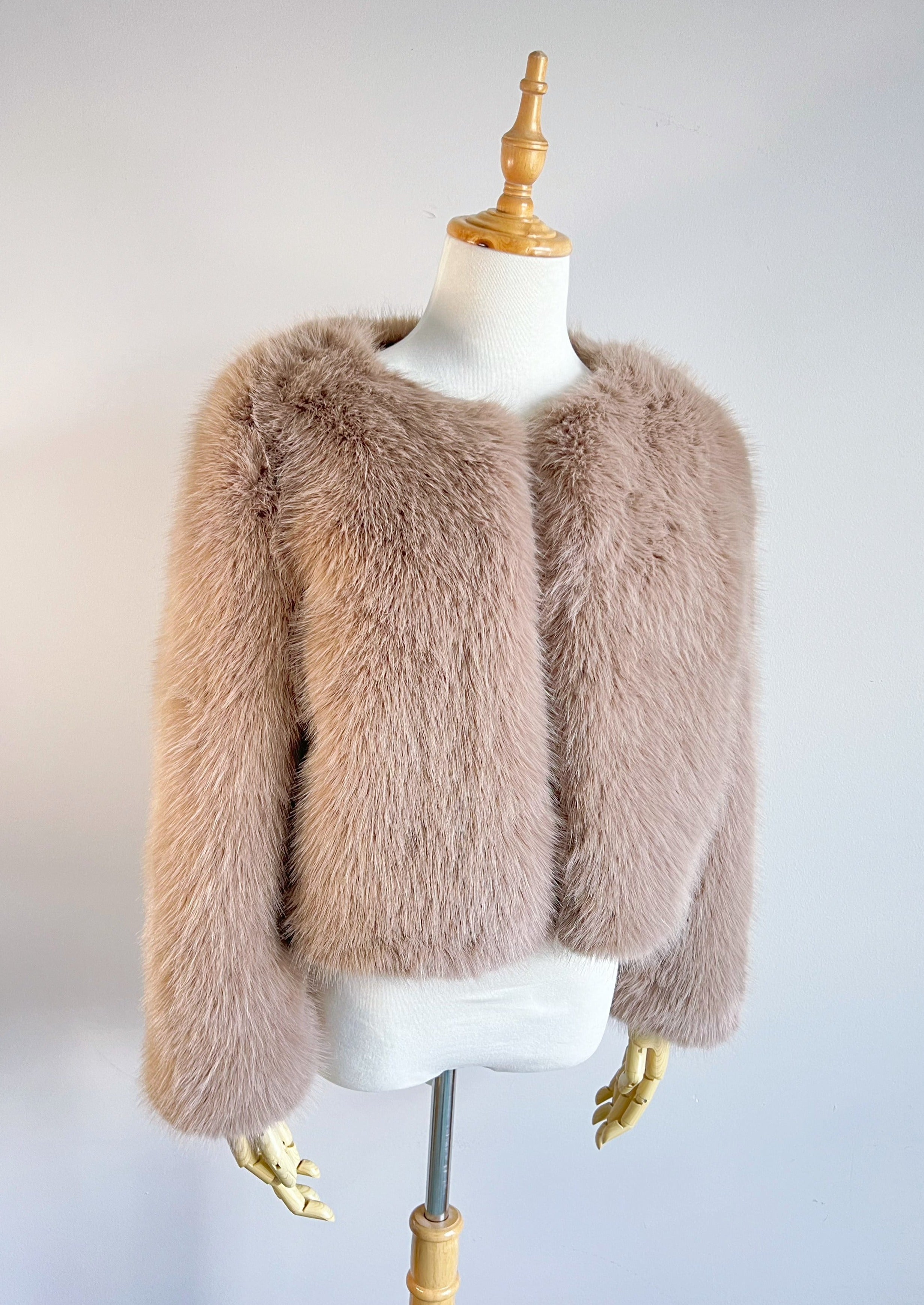 Pink Faux Fur Bridal Jacket for Women - Elegant Winter Wedding Coat (Anna Pin07) | Perfect for Bridal Shower, Engagement Photos & Winter Weddings