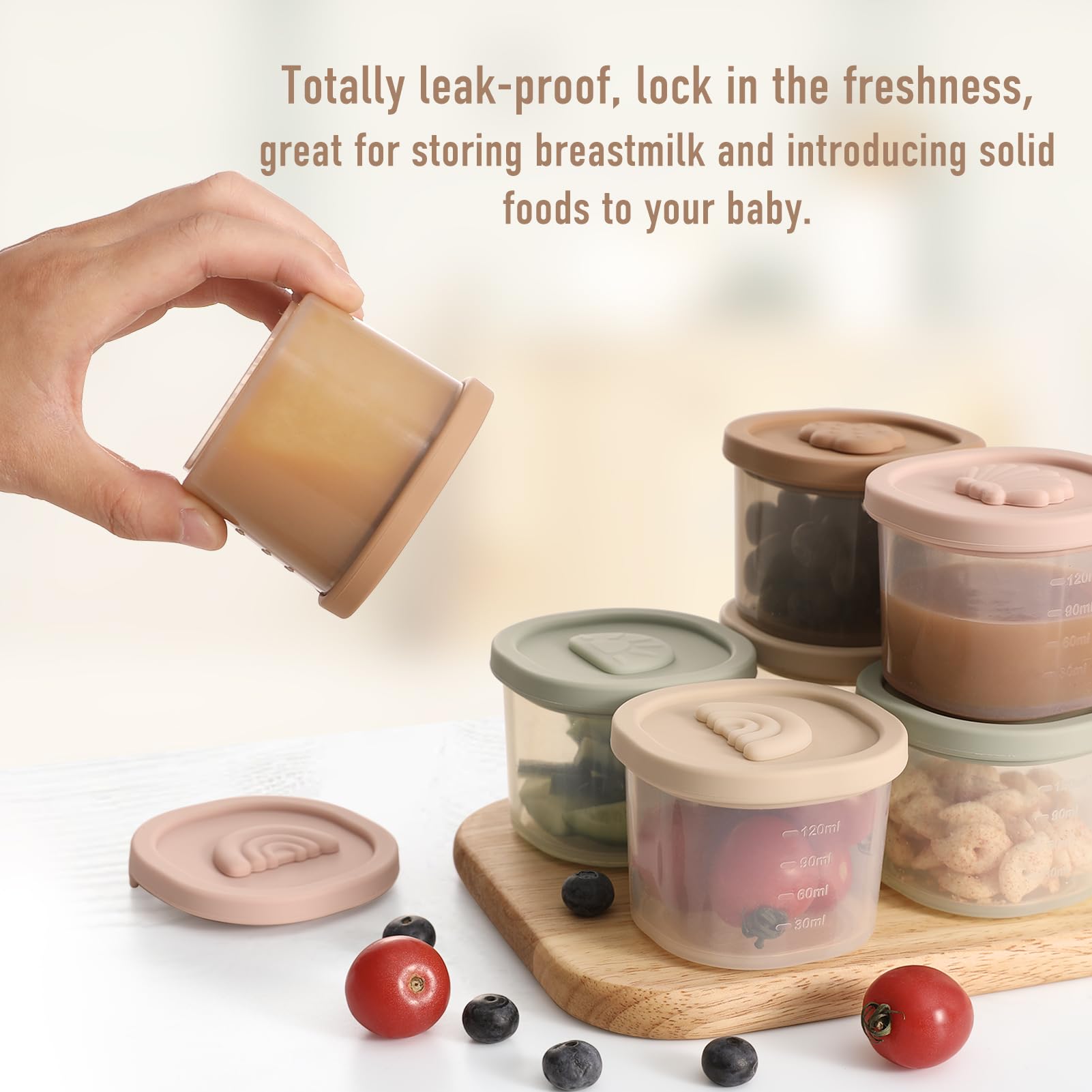 Silicone Baby Food Containers 4PK - Freezer Safe & Reusable for Infants & Toddlers - Meal Prep & Travel