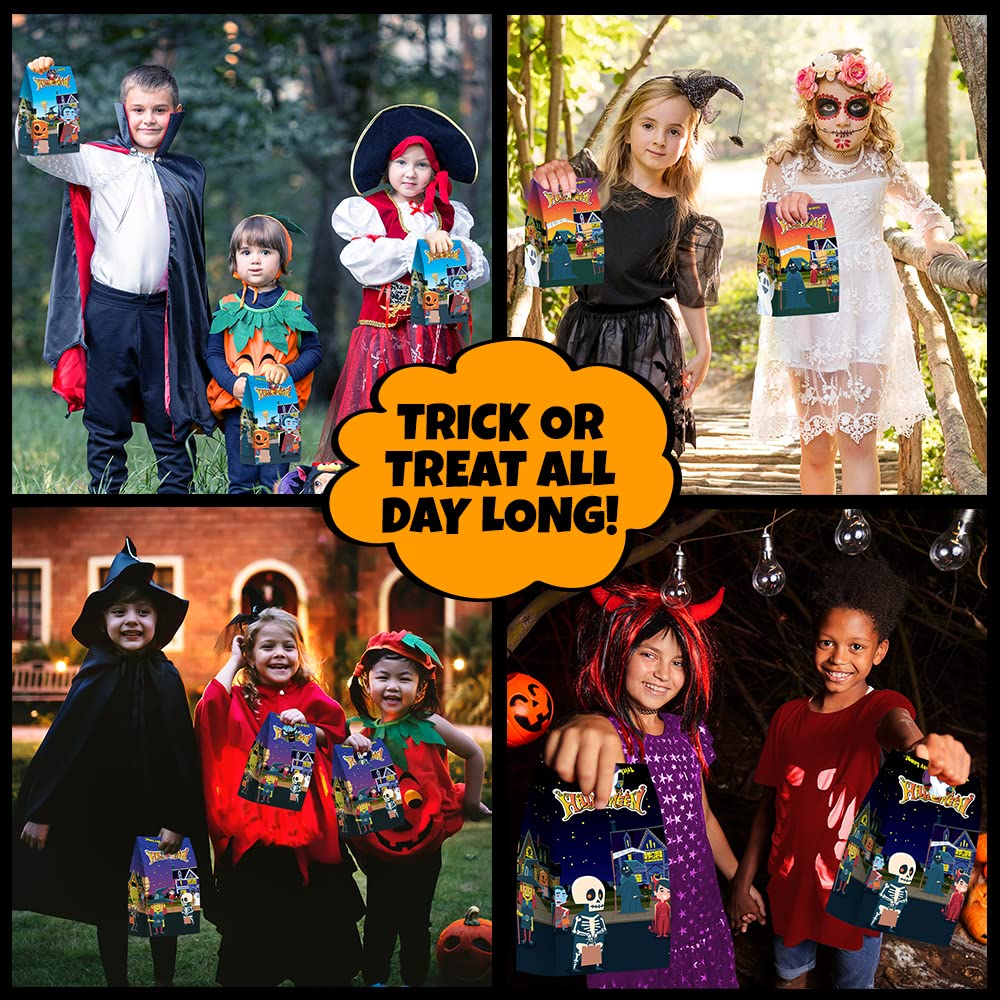 ArtCreativity Halloween Treat Bags - 24 Pack 10 Inch Paper Candy Bags with 24 Sealing Stickers | Perfect for Halloween Party Favors, Trick or Treat, Classroom Treats & Gift Giving