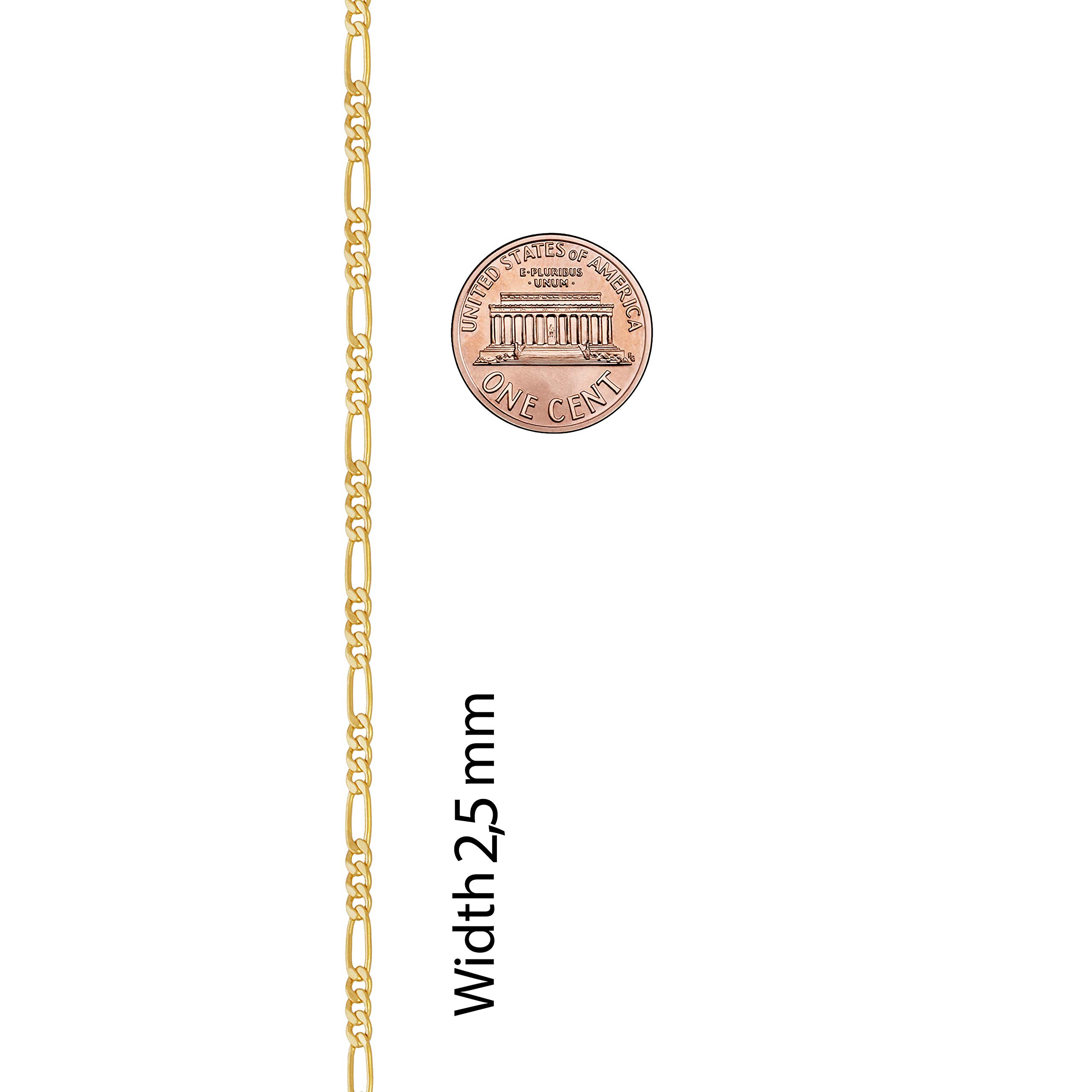24K Gold Figaro Chain Necklace for Women - 16-30 Inches, Elegant & Durable Jewelry for Daily Wear