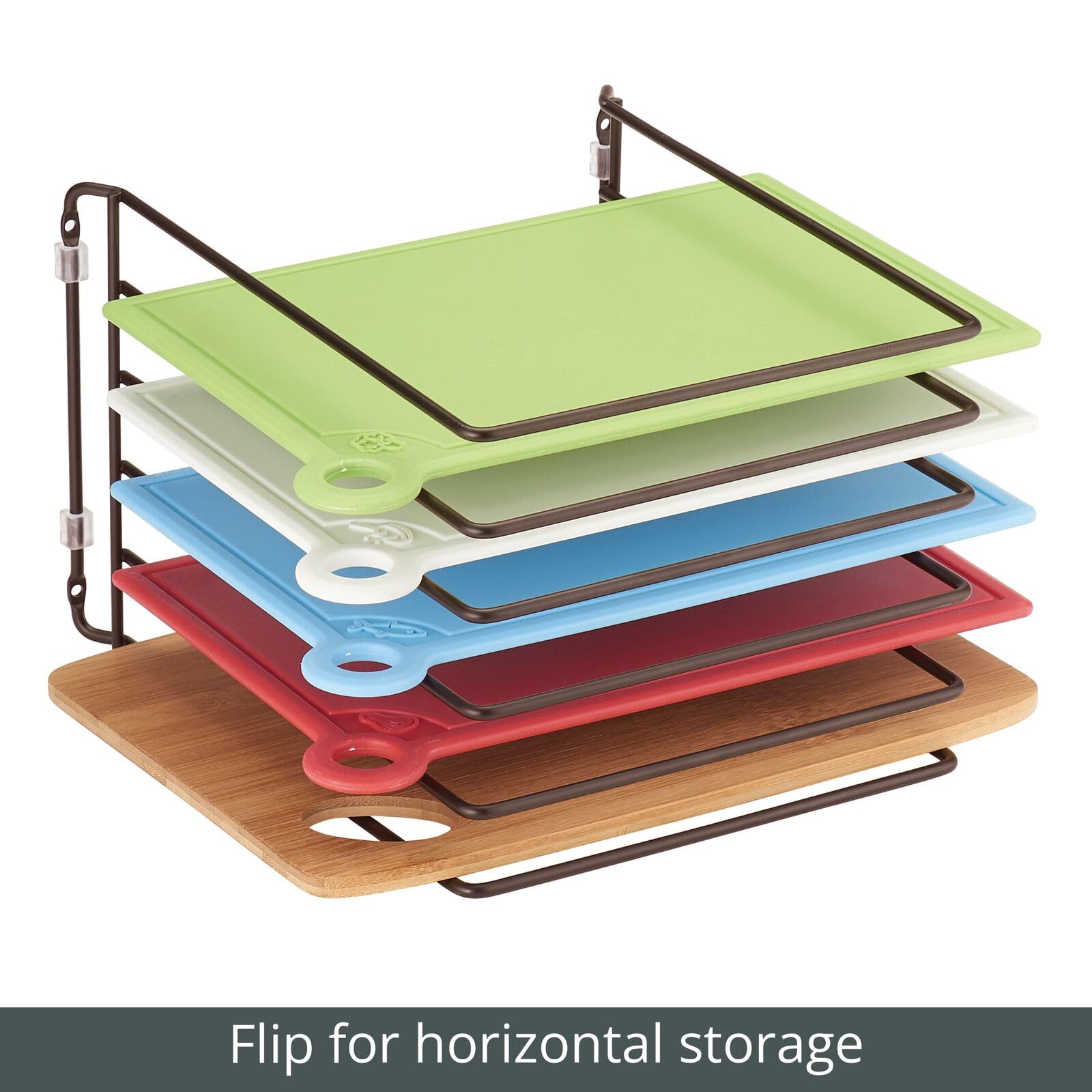 mDesign Metal Wire Pot Lid and Pan Rack Organizer - 5-Slot Freestanding Kitchen Storage for Cabinets, Pantries & Countertops - Holds Pans, Pots, Lids & Cookware - Black - Perfect for Small Kitchen Organization & Space Saving