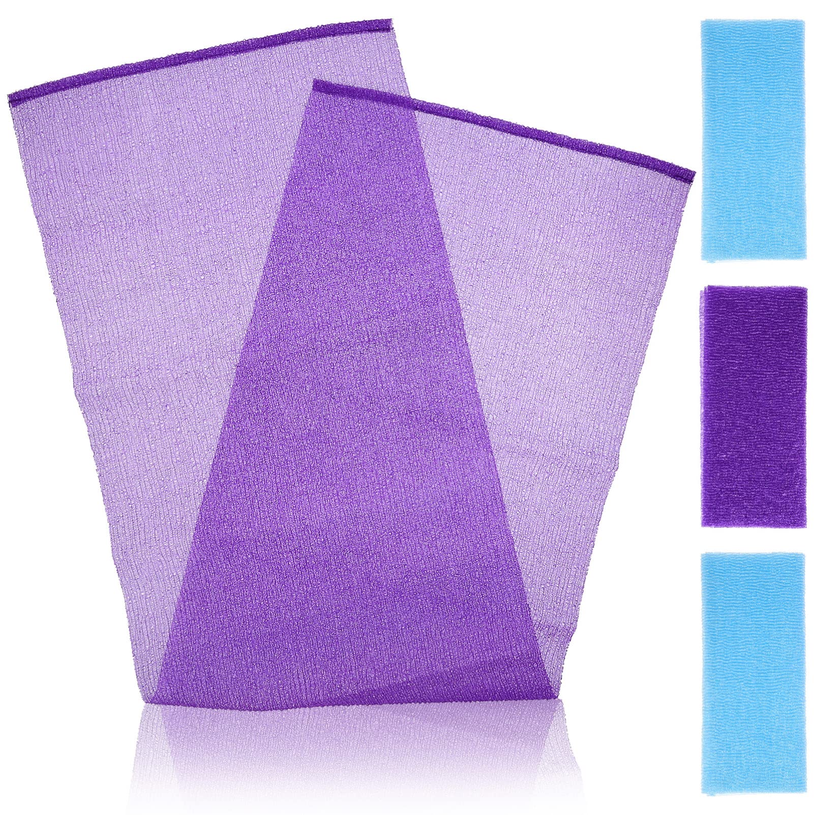FRCOLOR 4-Pack Exfoliating Body Towels - Soft Japanese Washcloths for Shower, Back Scrub & Dead Skin Removal - Gentle Bath Towels for Spa, Daily Cleansing & Skin Care Routine