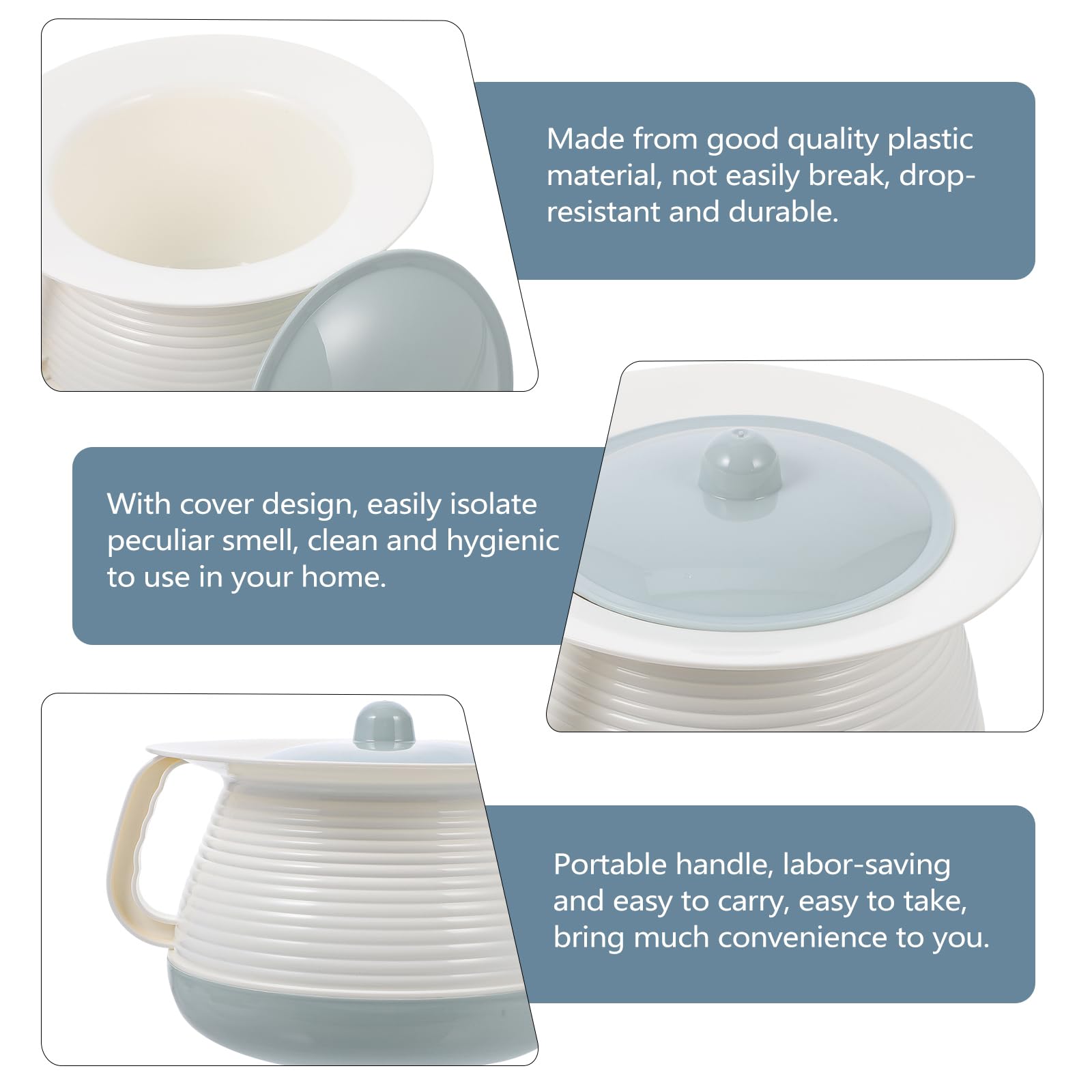 Healifty Plastic Urinal Chamber Pot with Lid & Handle - Portable Spittoon, Emergency Toilet Pot for Adults, Elderly & Pregnant Women - Night Use, Bedside Convenience, Hospital & Home Care (Blue)