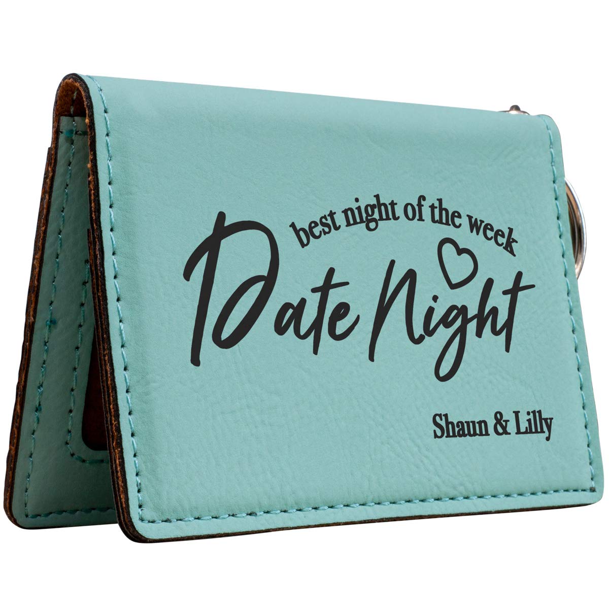 Personalized Engraved Leather Wallet for Couples - Custom Date Night Gift for Anniversaries, Valentine's Day & Romantic Occasions