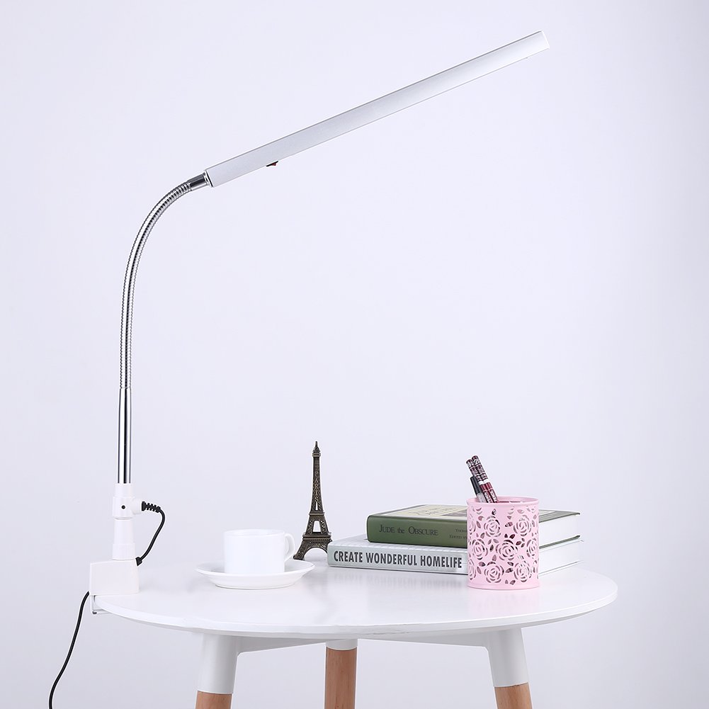 Dimmable USB LED Clip Desk Lamp - Adjustable 3-Level Brightness, Flexible Gooseneck, Portable Table Light for Tattoo, Manicure, Makeup, Reading & Studying | Perfect for Home Office, Bedroom Nightstand, Dorm Room and Travel Use