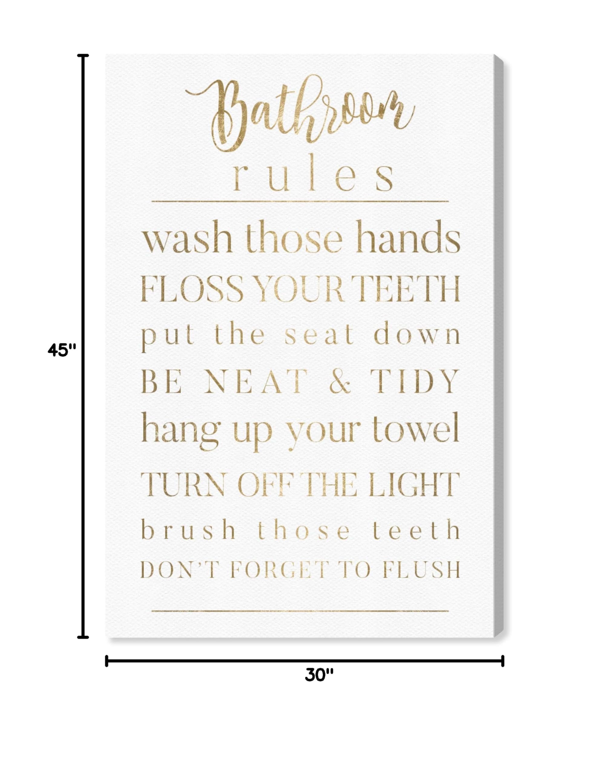 Oliver Gal Artist Co. Bath Wall Art Canvas Prints - Elegant Bathroom Rules Home Décor, 30