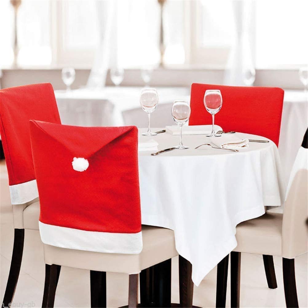 6-Pack Santa Hat Chair Covers - Festive Red Christmas Chair Back Covers for Dining Room, Kitchen & Holiday Decor (Perfect for Christmas Parties, Home Decor & Seasonal Celebrations)