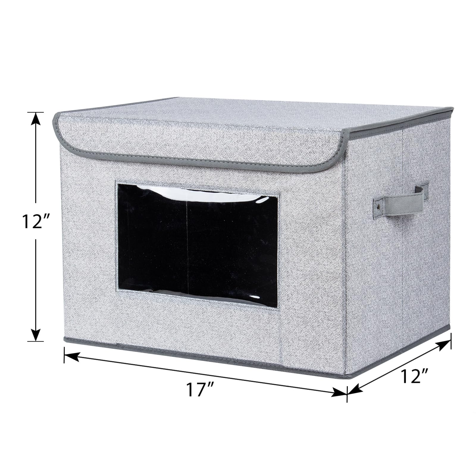 Univivi 2-Pack Large Fabric Collapsible Storage Bins with Lids - Foldable Closet Organizer Boxes for Bedroom, Home & Office (17x12x12 Inches, Gray) | Perfect for Clothes, Toys, Blankets & Seasonal Storage