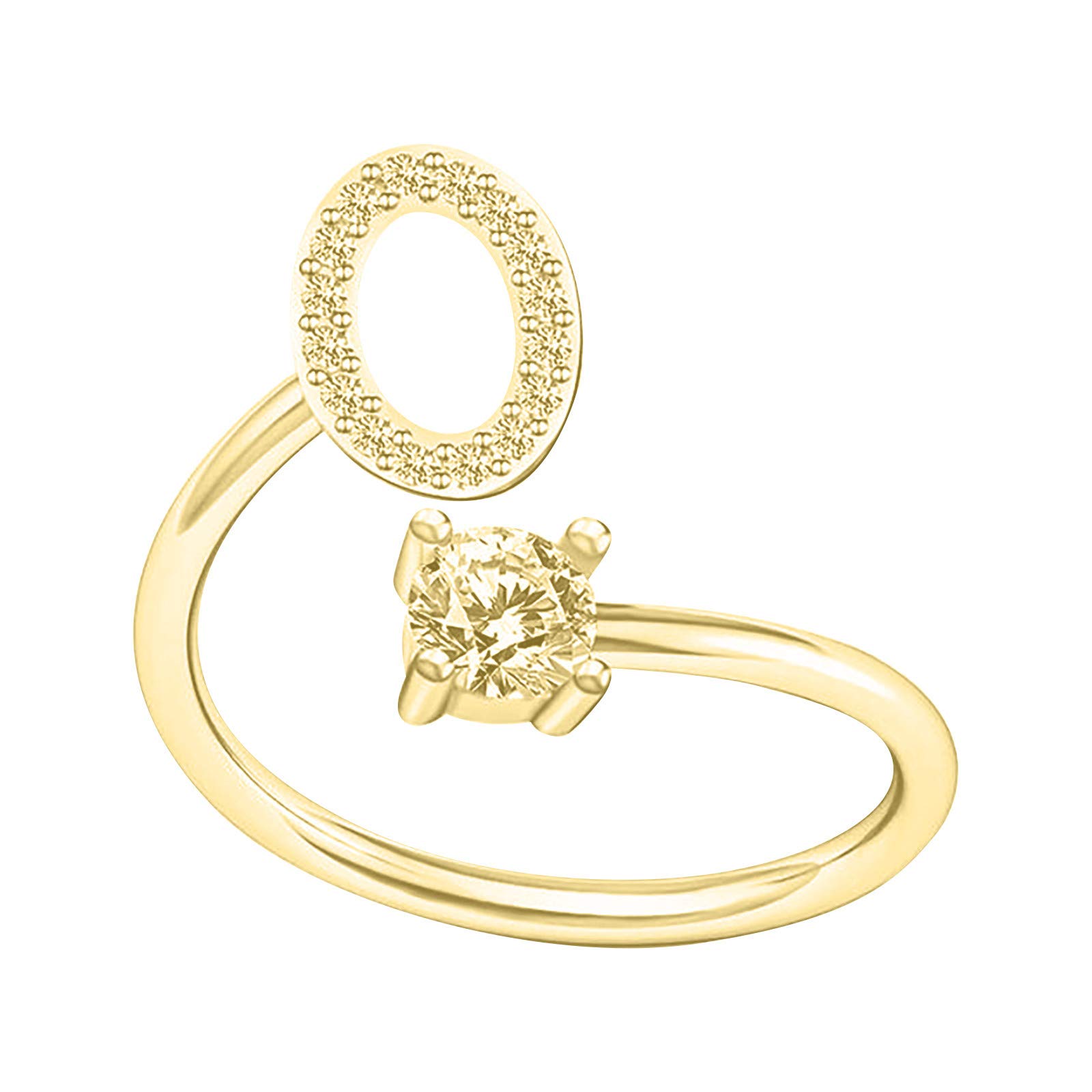 A to Z Alphabet Ring Couple - Silver & Gold Stackable Adjustable Letter Ring Charm Initial Band for Women - Perfect for Gifts, Stacking & Personalized Jewelry