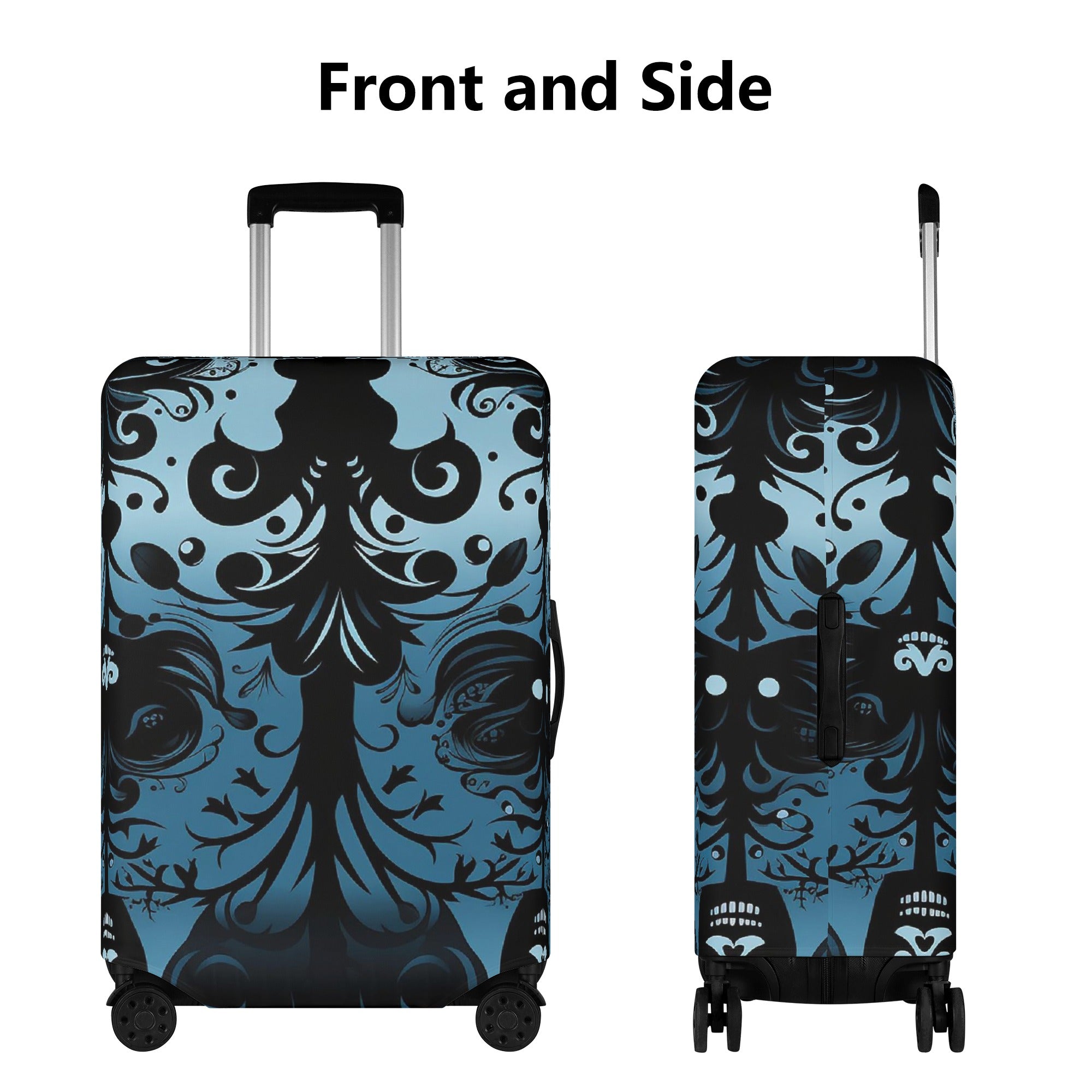 Stylish Gothic Blue Polyester Luggage Cover - Waterproof Travel Suitcase Protector for Airlines, Perfect for Vacation & Business Trips