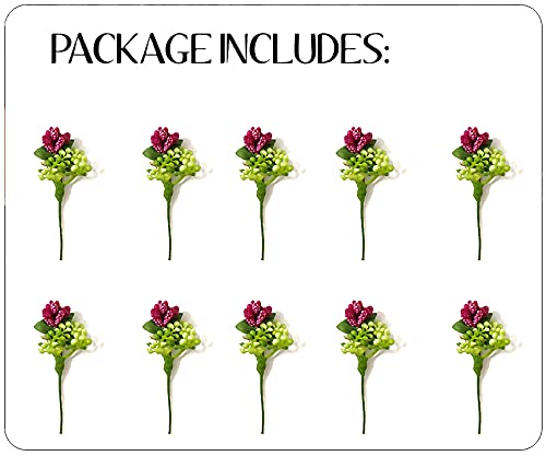 Artificial Mogra Hair Pins - 10 Pack Small Round Flower Hairpins for Women & Girls | Bridal Wedding Hair Accessories | Dark Pink #2230 | Perfect for Parties, Prom, and Everyday Styling