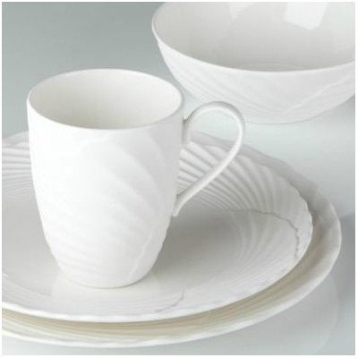 Elegant Pleated Swirl 4-Piece Place Setting Set - Premium Dinnerware for Formal Dining, Wedding, and Special Occasions - Perfect for Holiday Gatherings, Anniversary Celebrations, and Upscale Dinner Parties