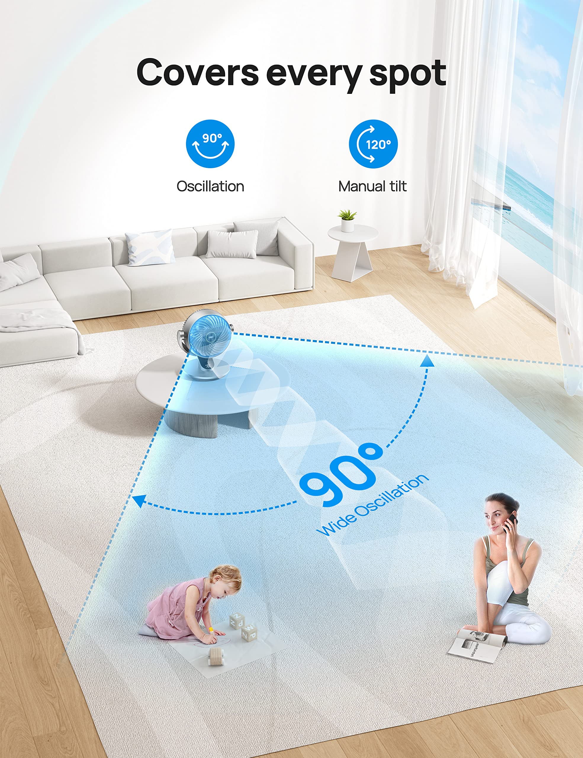 Dreo Smart Table Fan with Oscillating Base - Quiet Cooling Fan for Bedroom, Office & Home Use | Perfect for Desk, Nightstand & Workspace