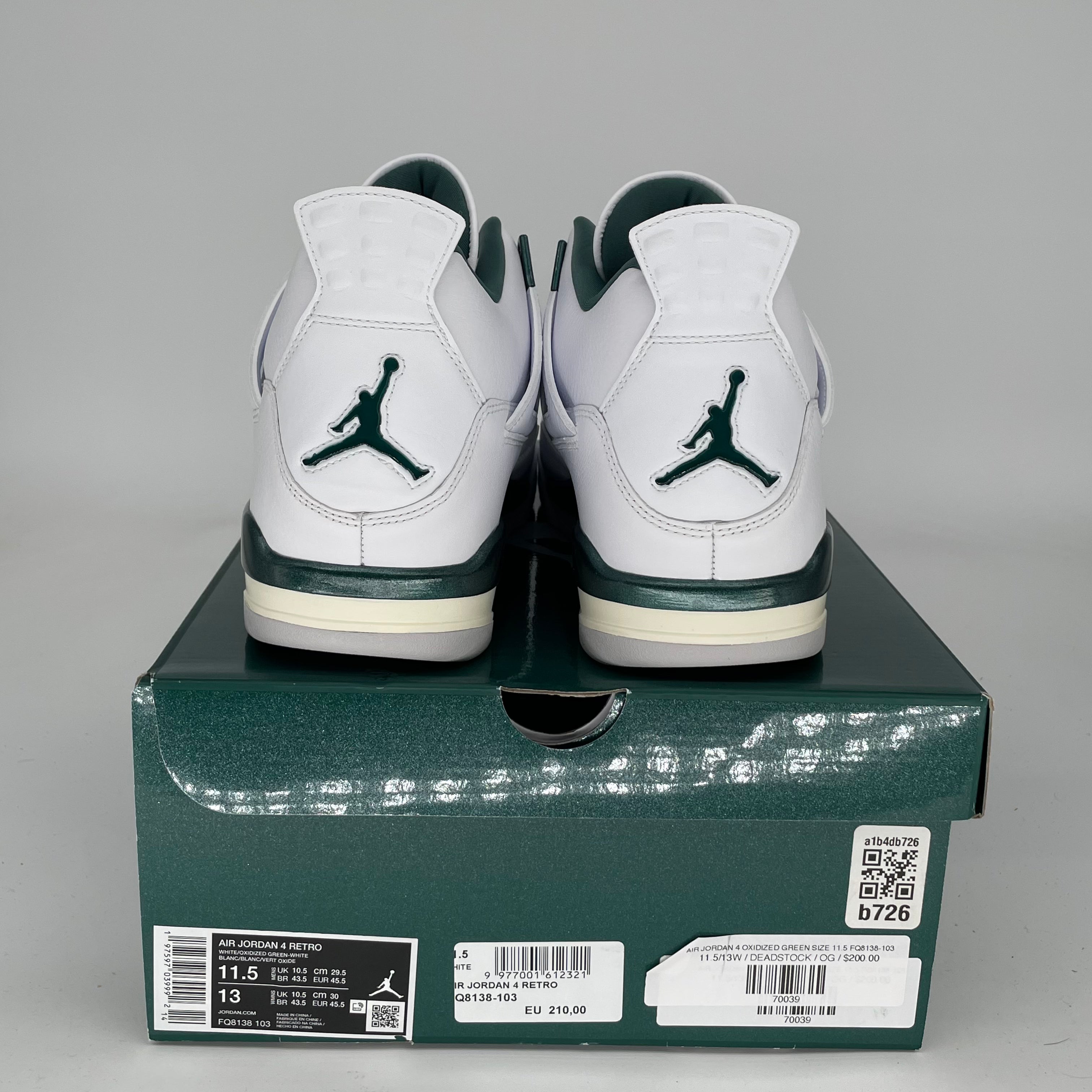 AIR JORDAN 4 OXIDIZED GREEN MEN'S SNEAKERS SIZE 11.5 - FQ8138-103 | Retro Basketball Shoes for Casual Wear & Street Style Fashion