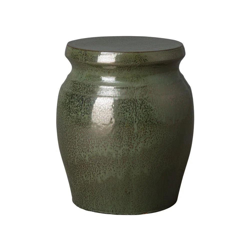 18 Inch Koji Ceramic Outdoor Garden Stool Side Table - Perfect for Patio, Deck, Poolside & Backyard Decor
