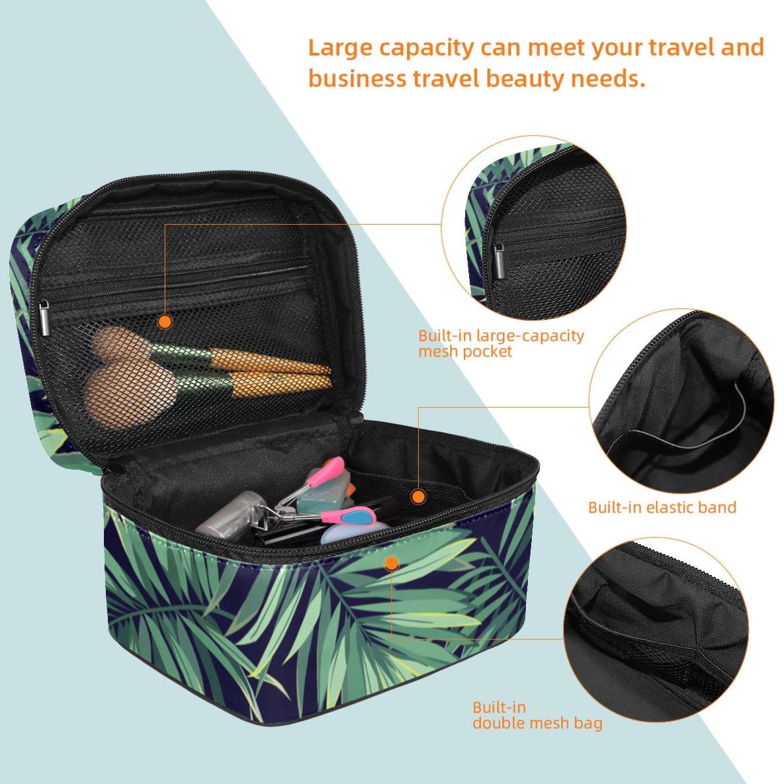 Tropical Plant Cosmetic Bag - Travel Toiletry Organizer for Makeup & Storage