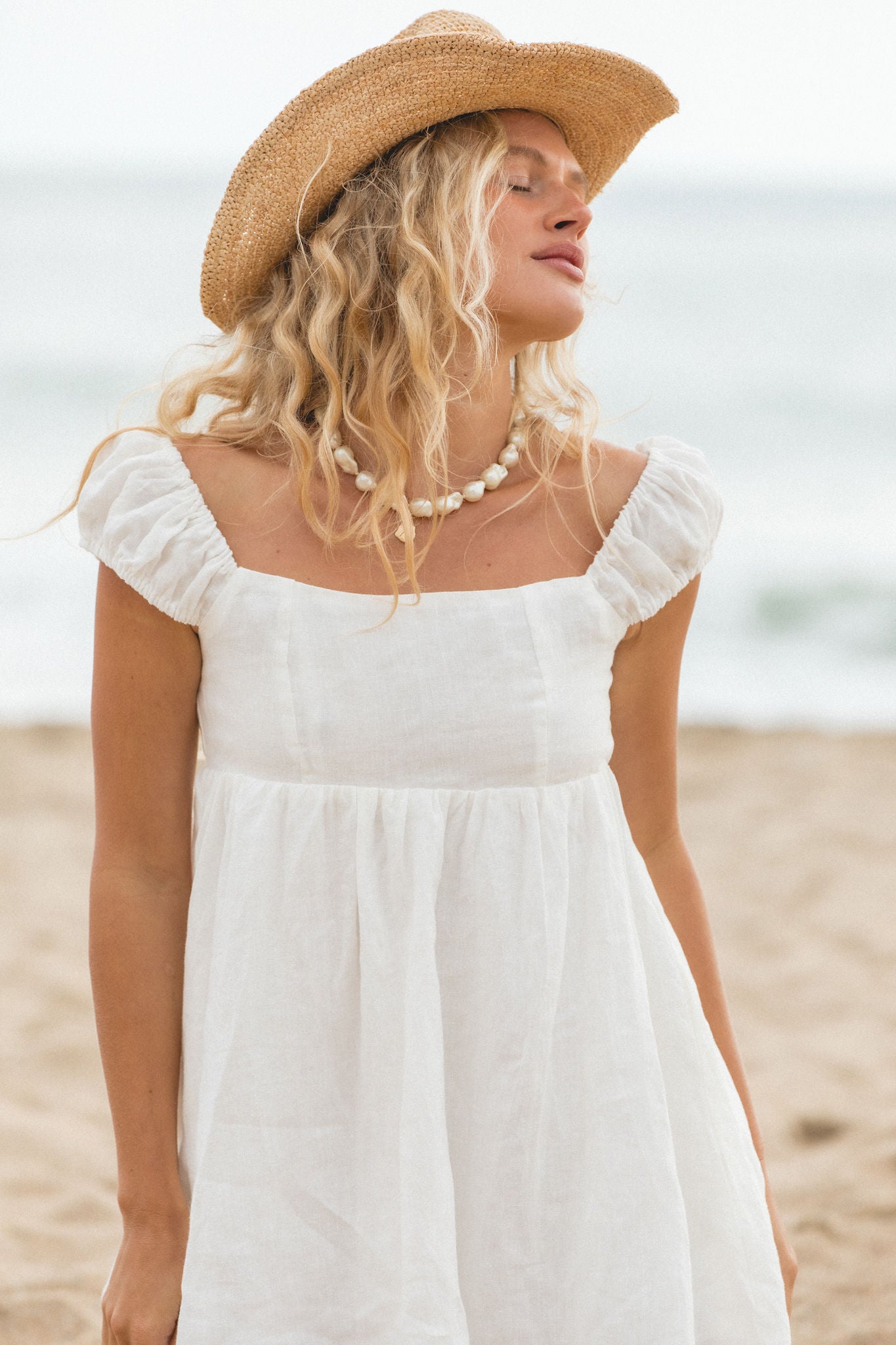 Amalfi Linen Mini Dress - Women's Summer Beach Dress, Casual Boho Sundress for Vacation, Date Night & Outdoor Parties | Lightweight Breathable Linen Dress