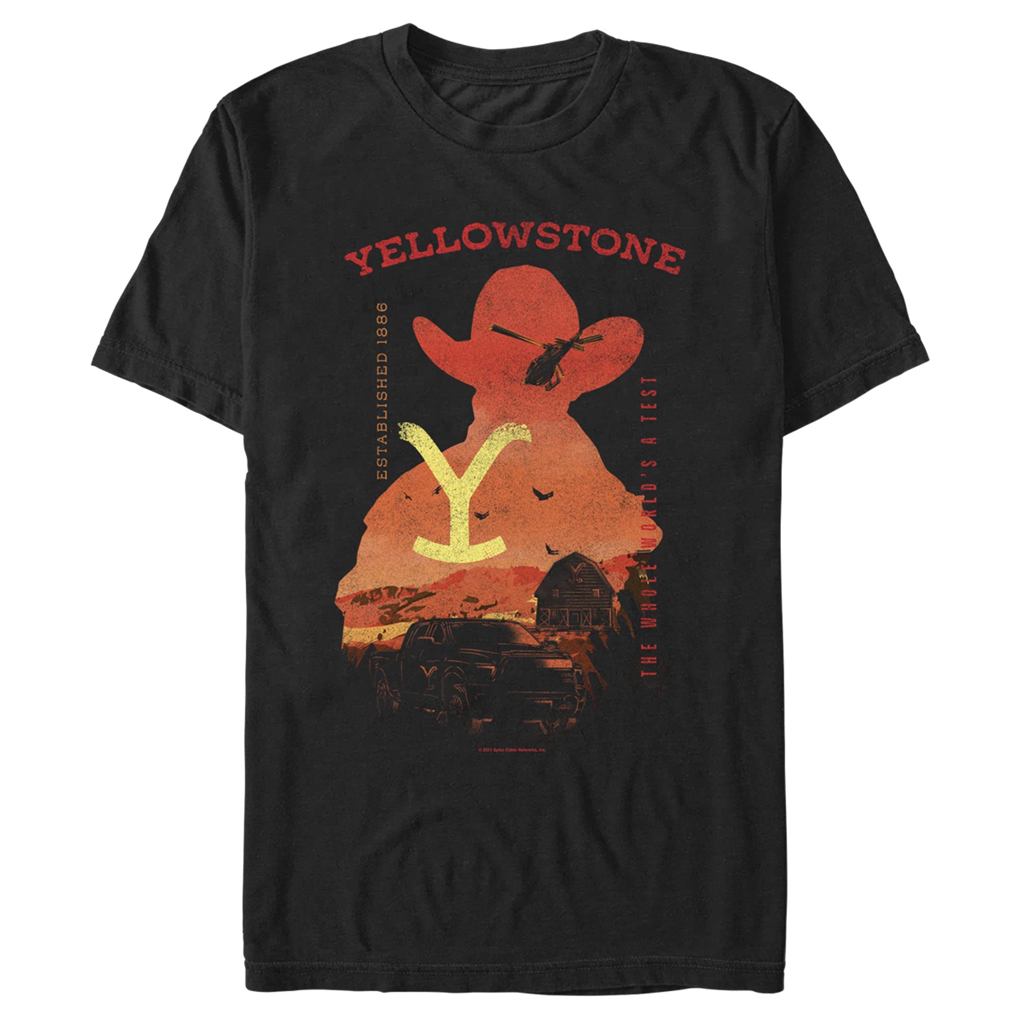 Yellowstone Sunset Silhouette John Dutton & Truck Graphic T-Shirt for Men - Western Style Casual Tee for Fans, Outdoor Adventures, and Everyday Wear