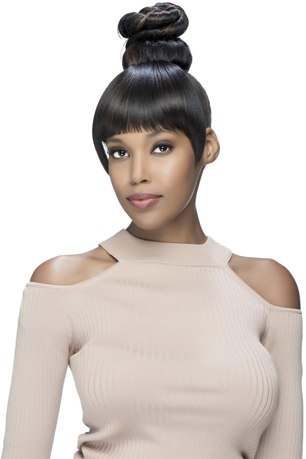 Vivica A Fox BPB-KELSY Heat Resistant Fiber Bang & Bun for Hair Styling - 4.72 Ounce - Perfect for Curling, Straightening & Heat Styling - Salon Quality Hair Accessories for Women