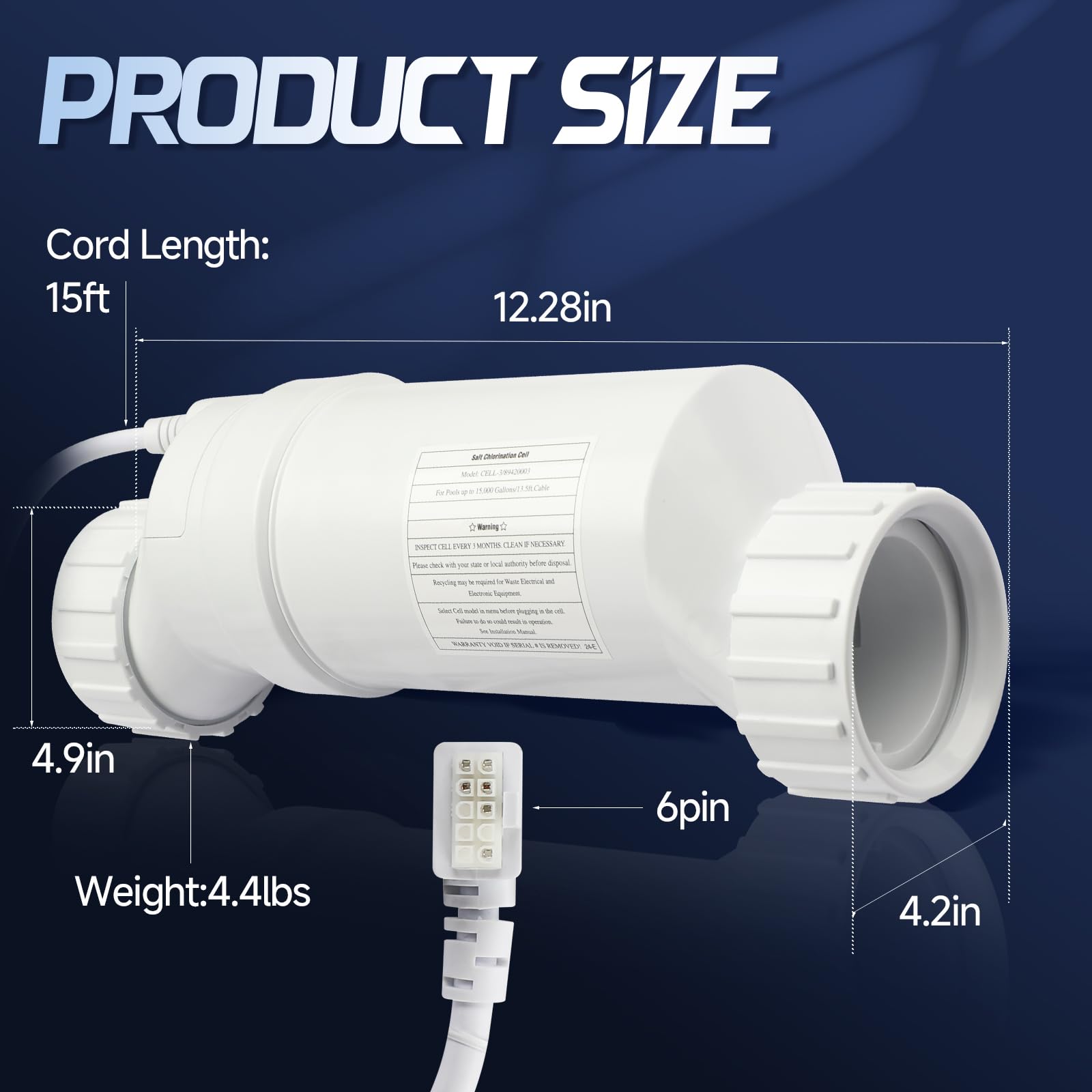 Hayward T-Cell-3 Salt Chlorine Generator Cell Replacement for In-Ground Pools up to 15,000 Gallons - BLW1T3H Compatible with Hayward Systems - Perfect for Saltwater Pool Maintenance & Chlorine Production