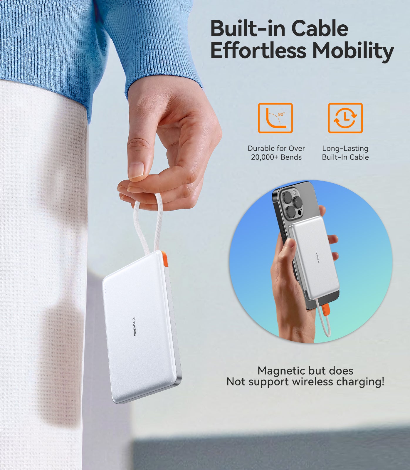 PebbleLink 10000mAh Portable Power Bank - Fast Charging External Battery Pack for iPhone, Samsung, Android - Perfect for Travel, Camping, and Emergency Charging