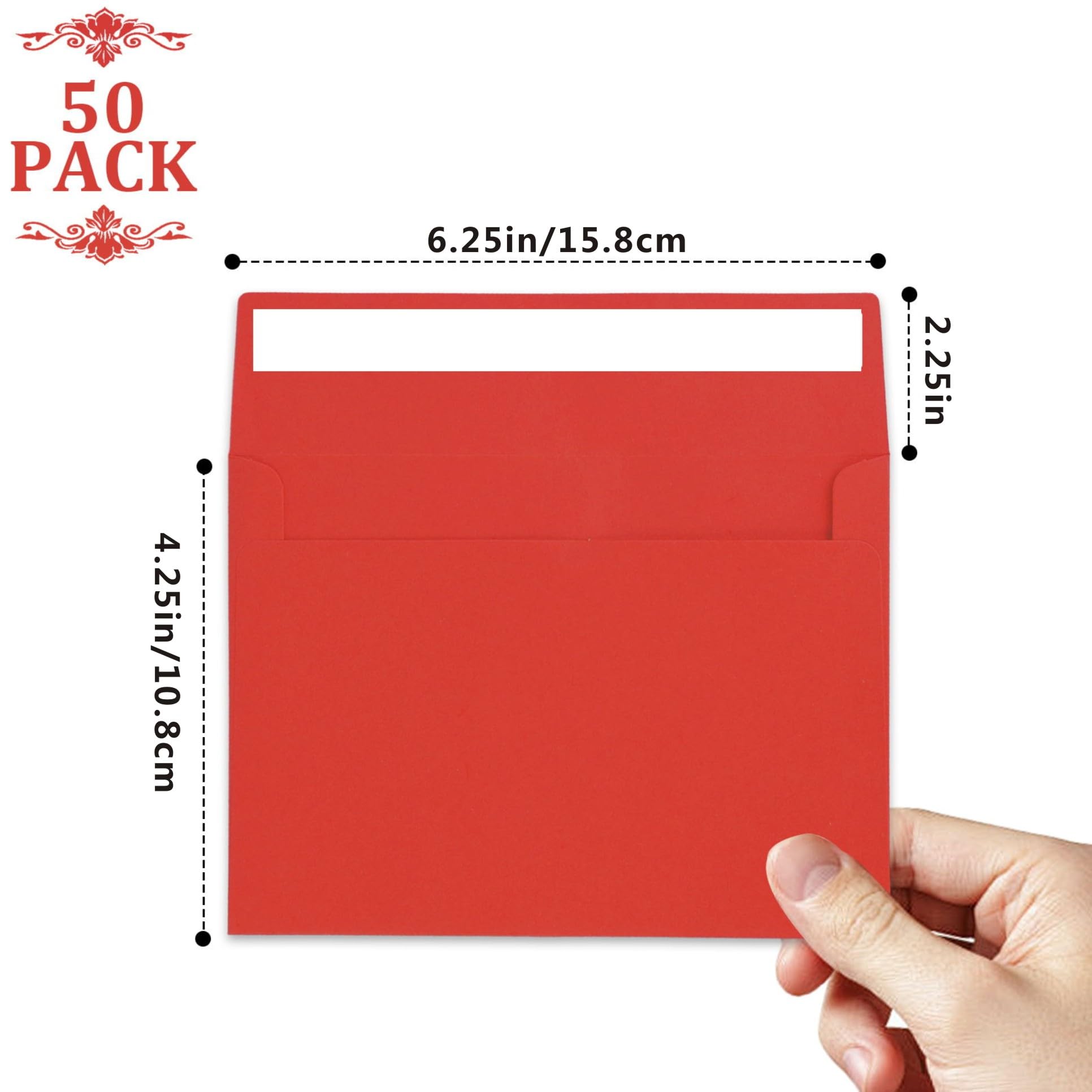 50 Pack Red Envelopes A4 Size - Printable Invitation Envelopes 4x6 for Wedding, Greeting Cards, Photos & Postcards | Perfect for Mailing, Party Invitations & Special Occasions