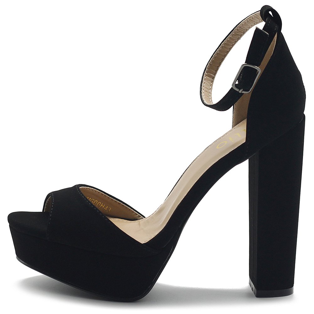 Ollio Women's Chunky High Heel Sandals with Ankle Strap - Comfortable Platform Dress Shoes for Weddings, Parties & Night Out